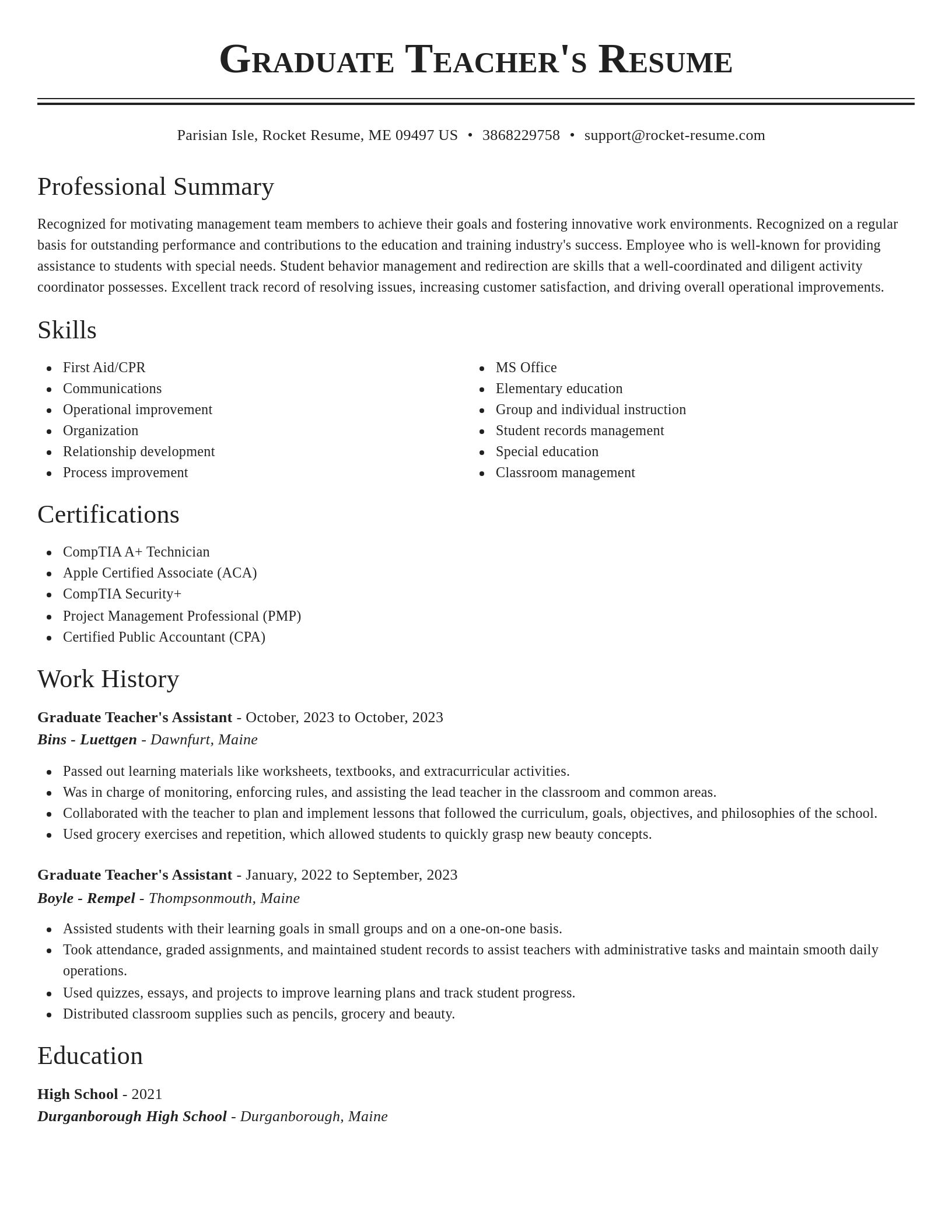 Classic resume template