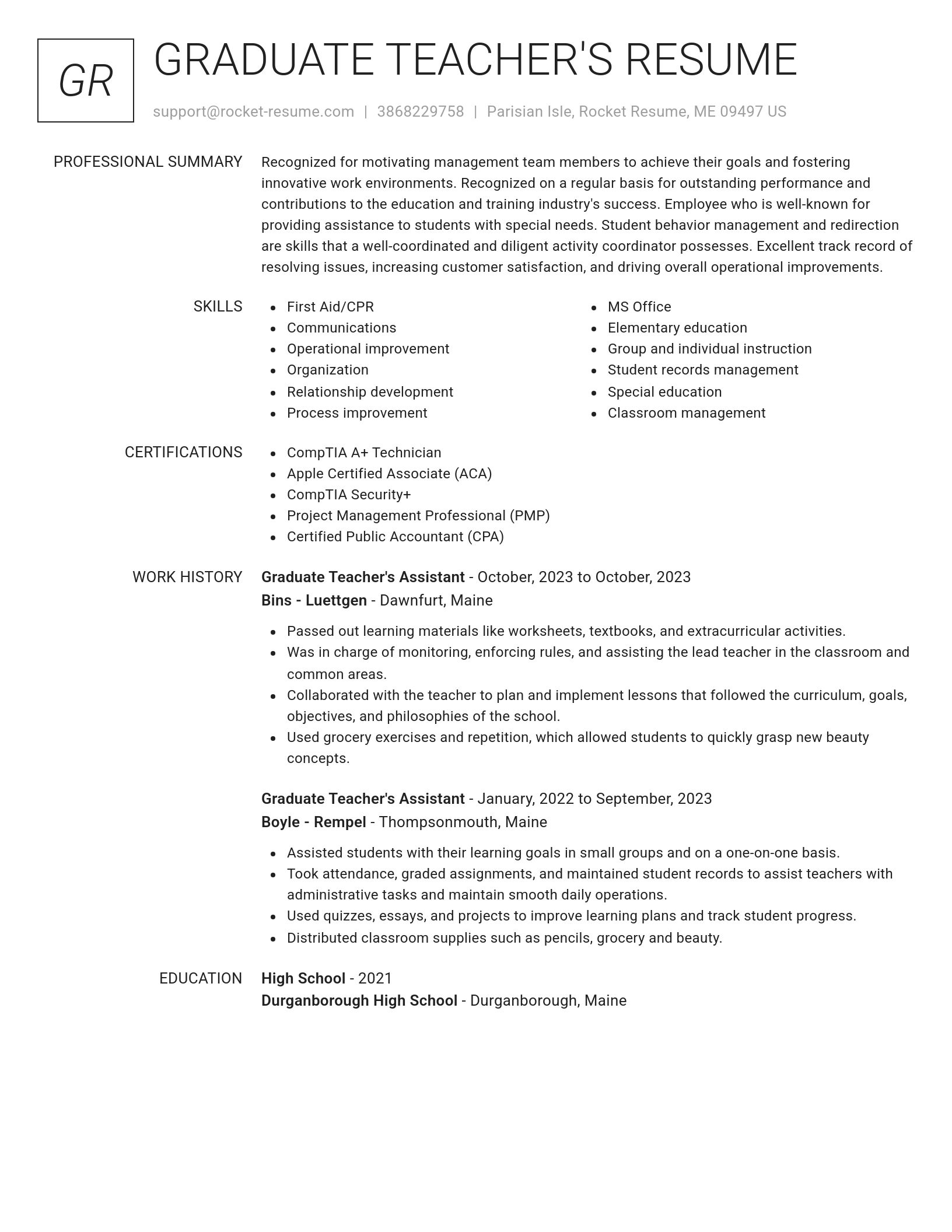 Renowned resume template