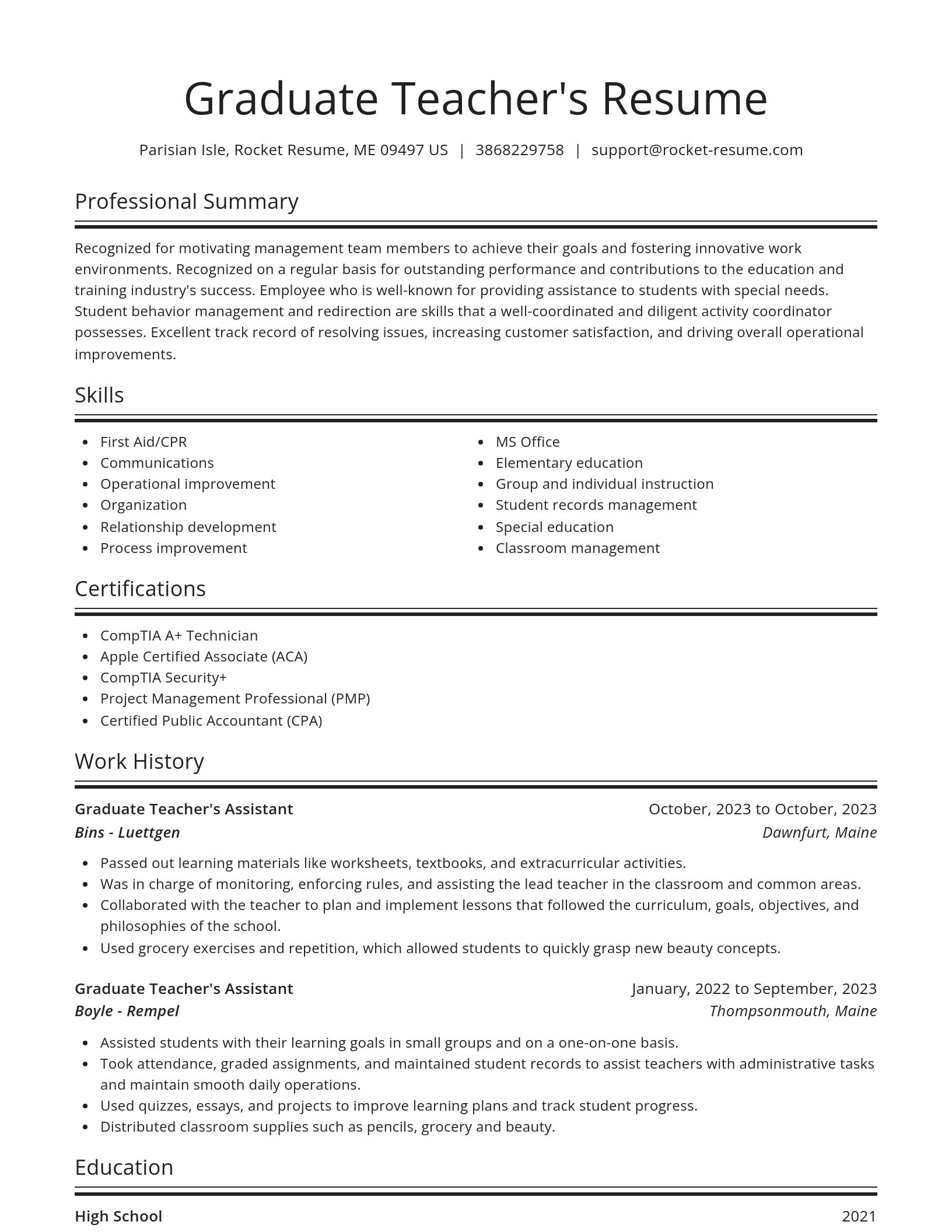 Spotlight resume template