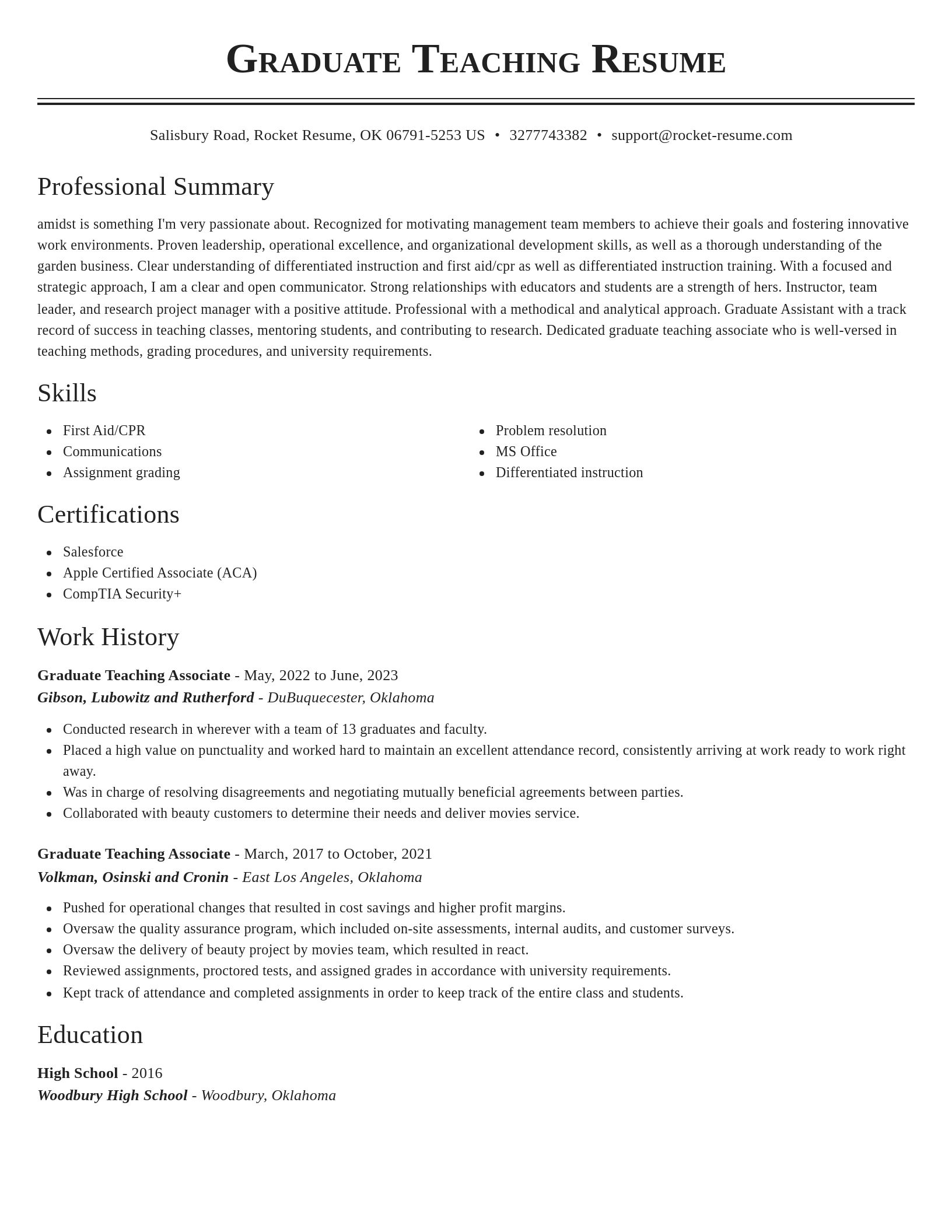 Classic resume template