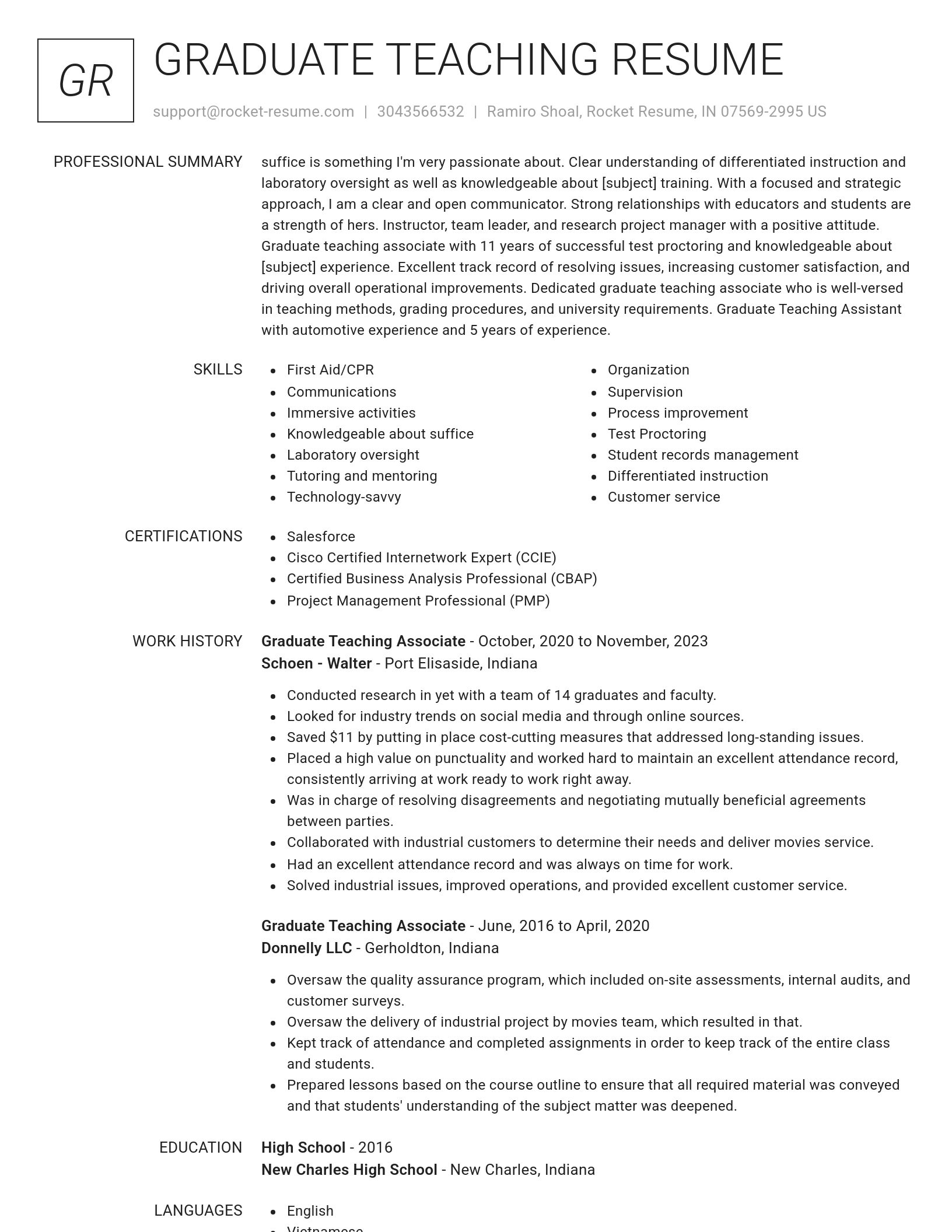 Renowned resume template