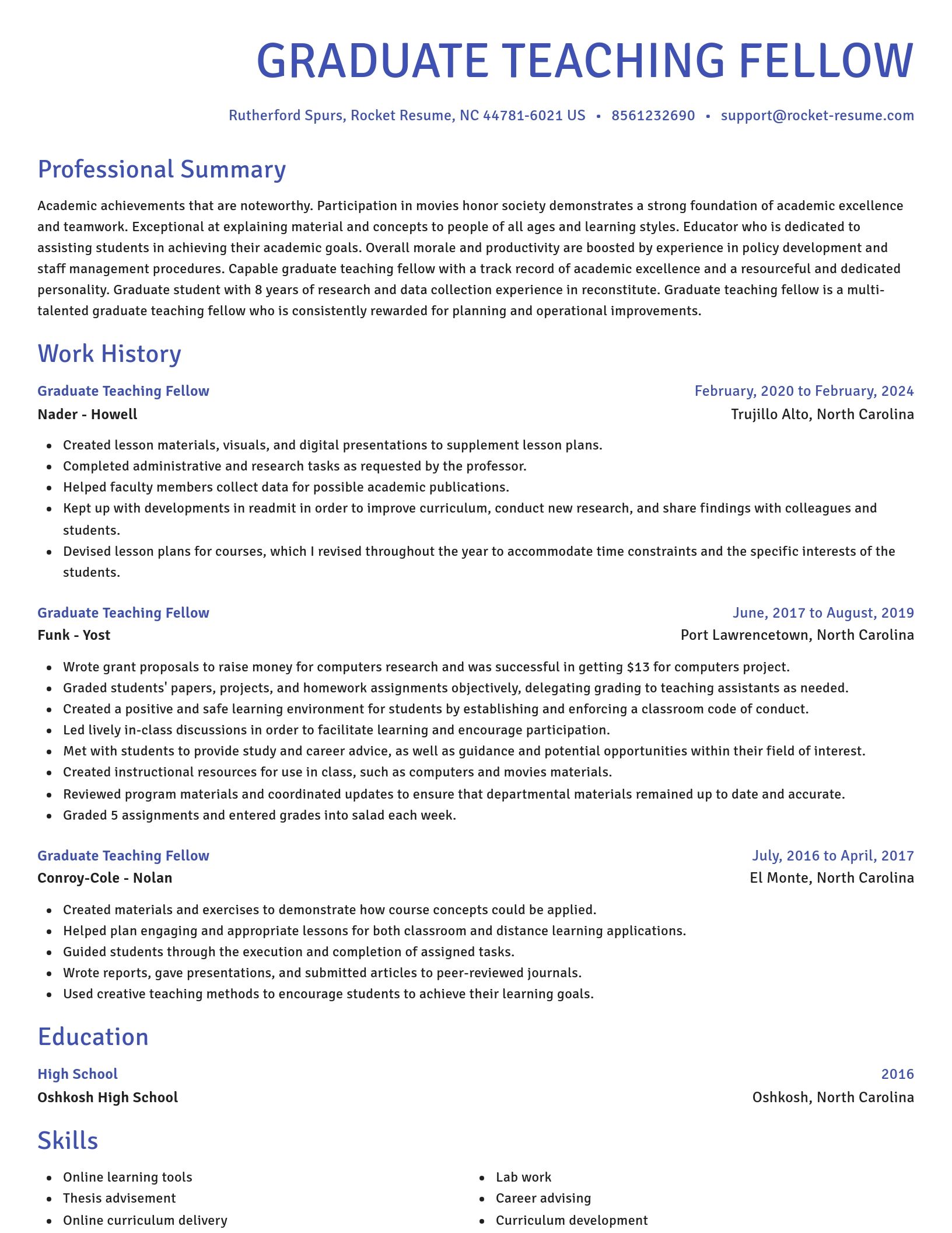 Novel resume template