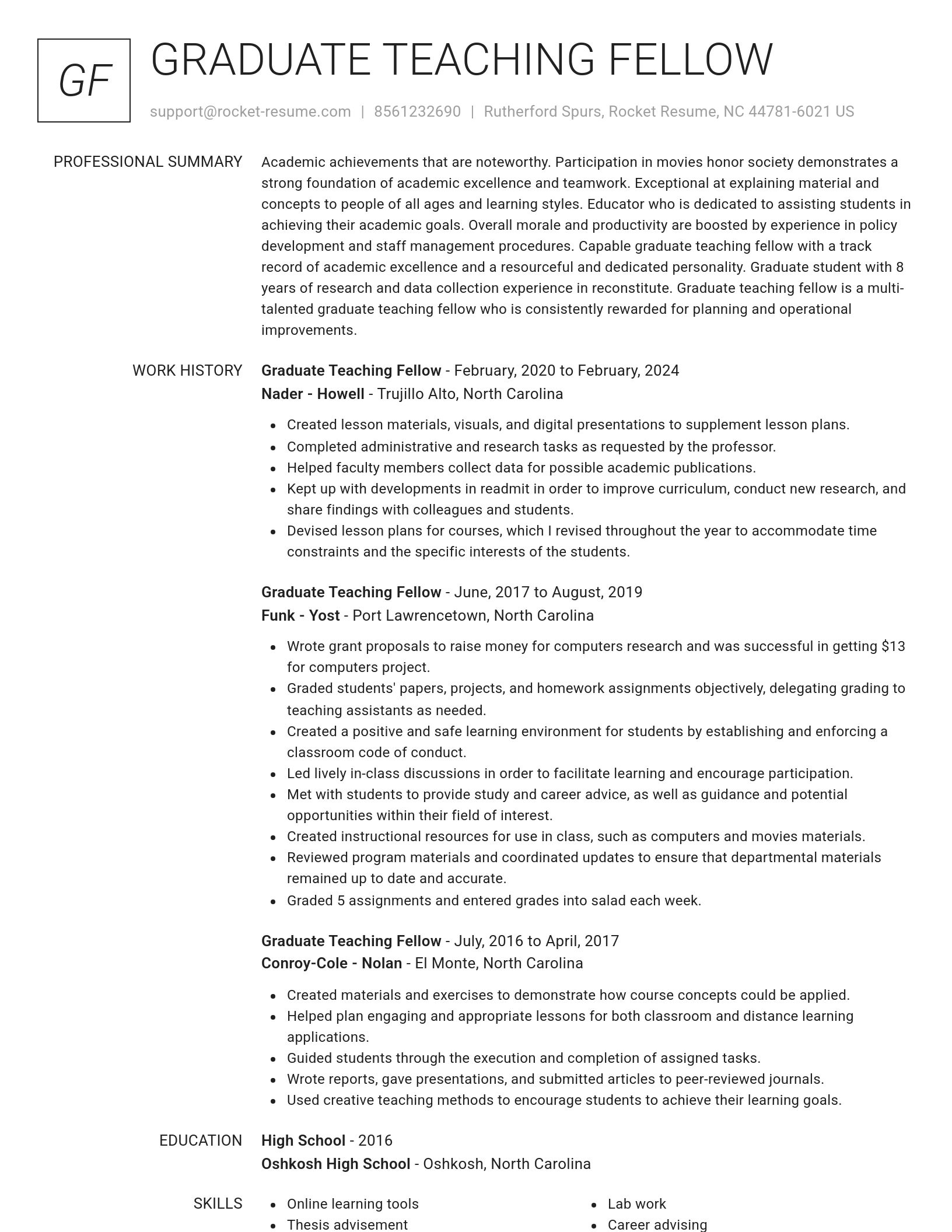 Renowned resume template