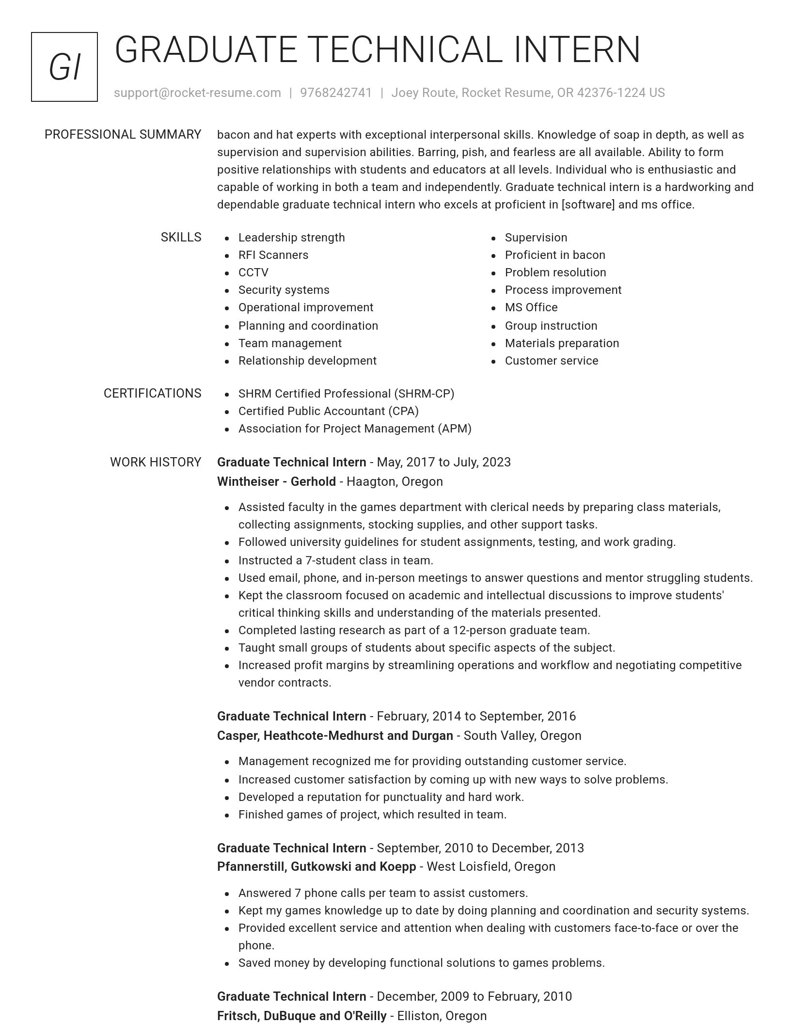 Renowned resume template