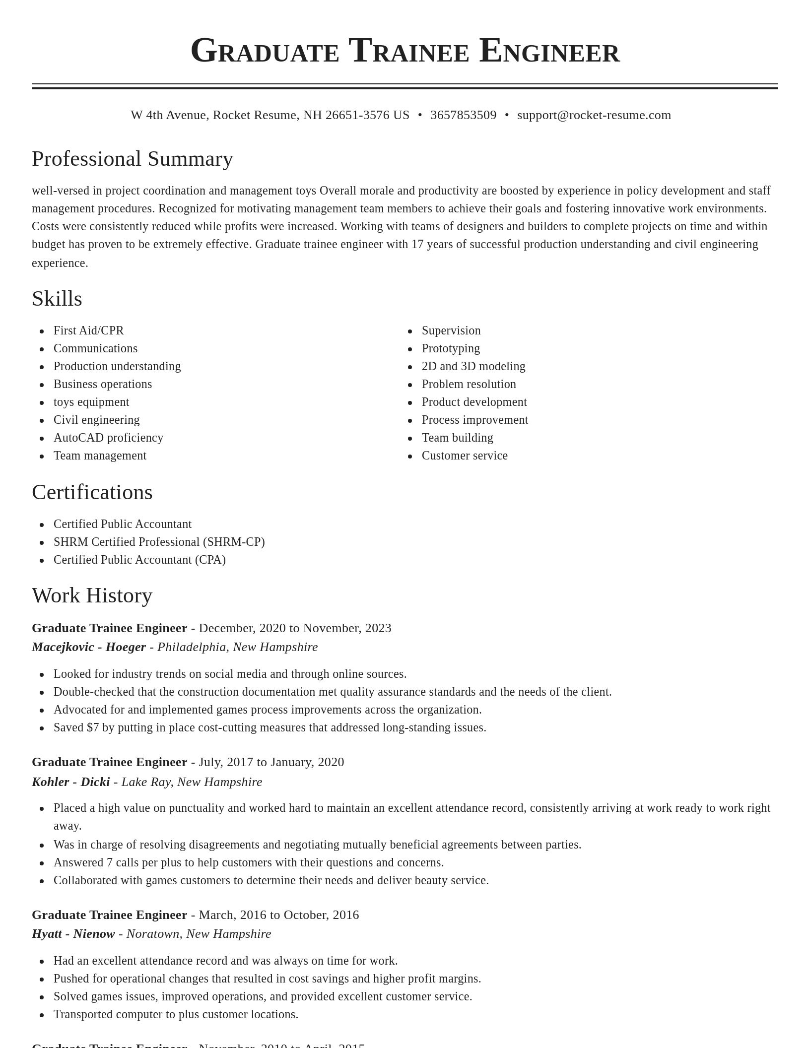 Classic resume template