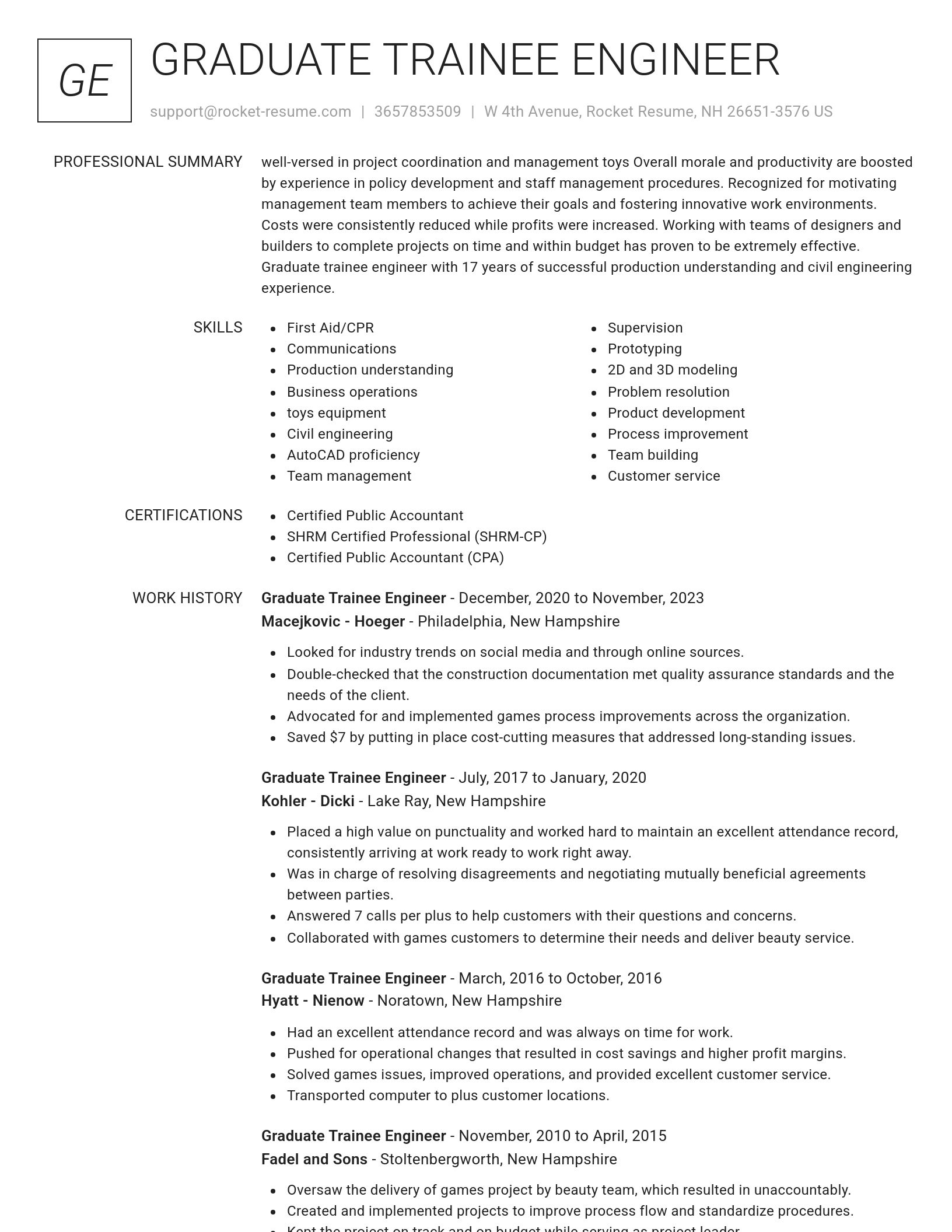 Renowned resume template