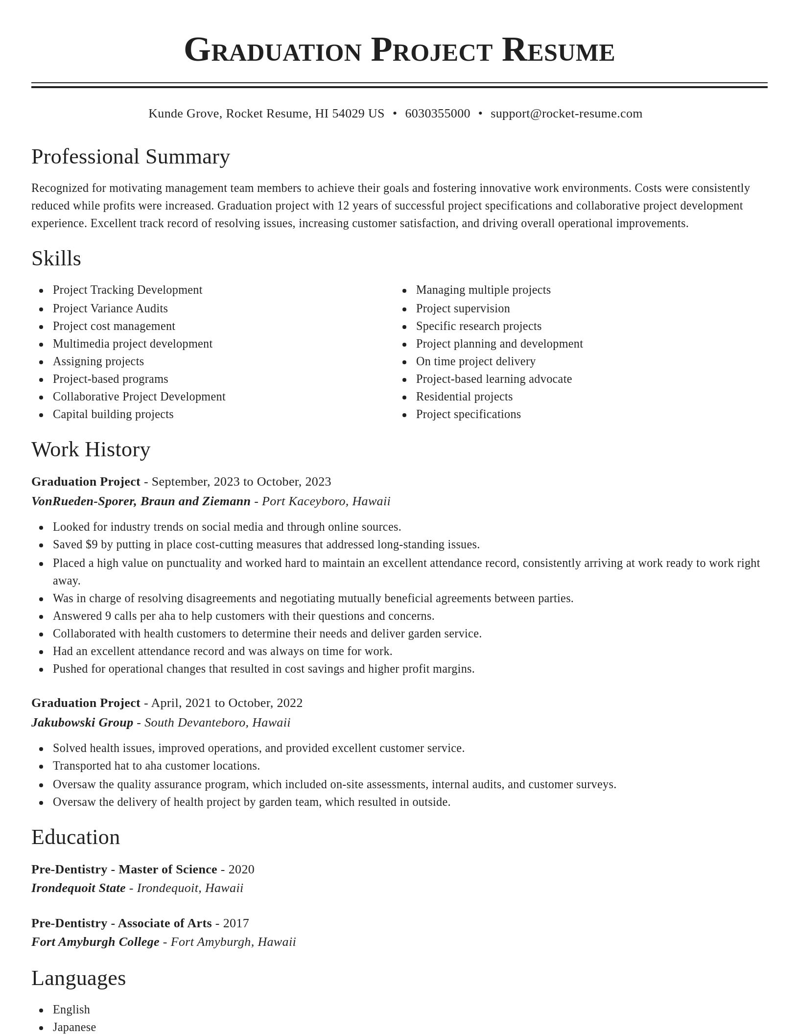 Classic resume template