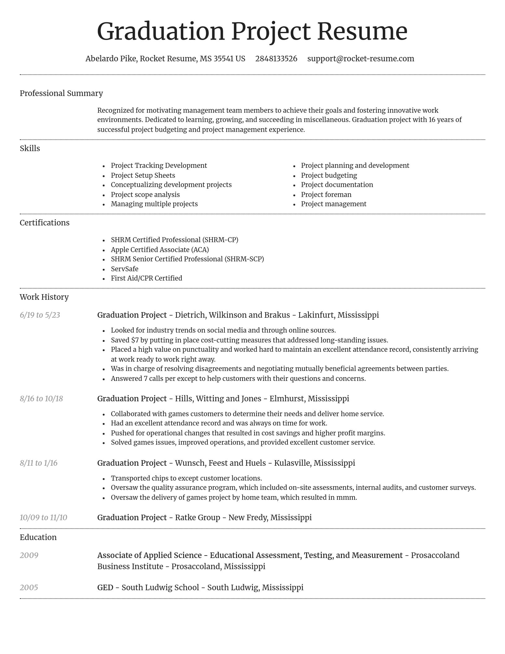 Dignified resume template