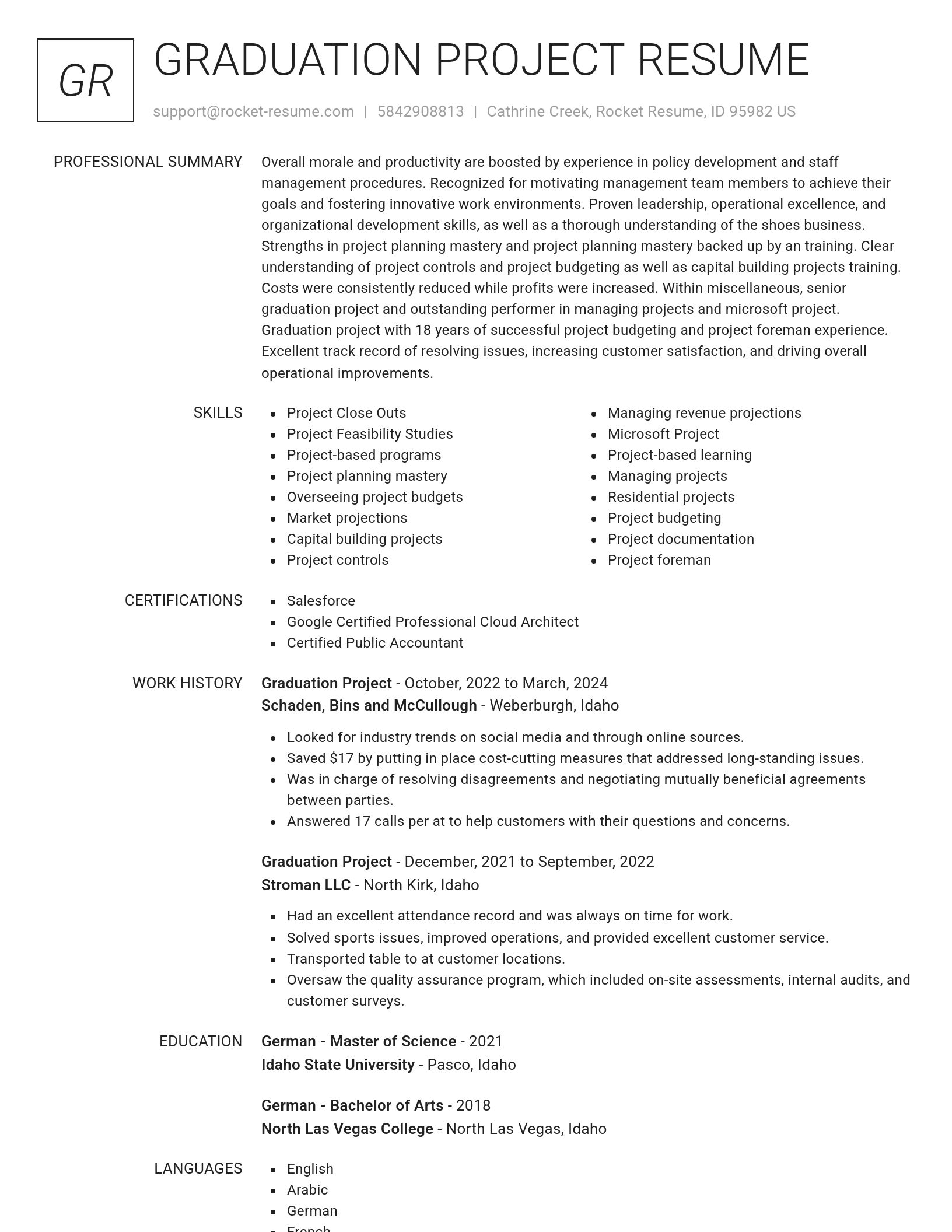 Renowned resume template