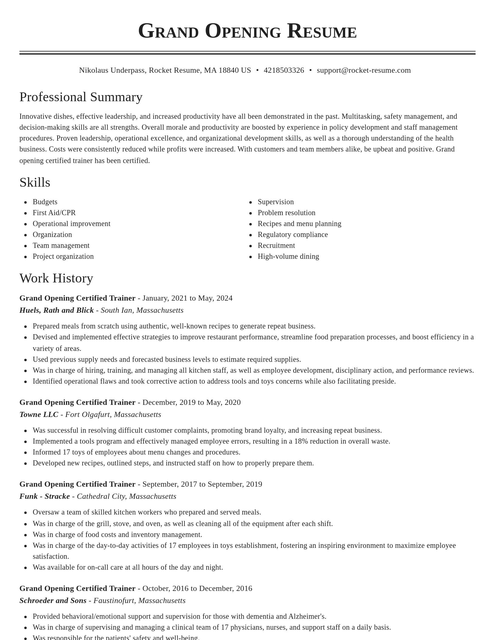 Classic resume template