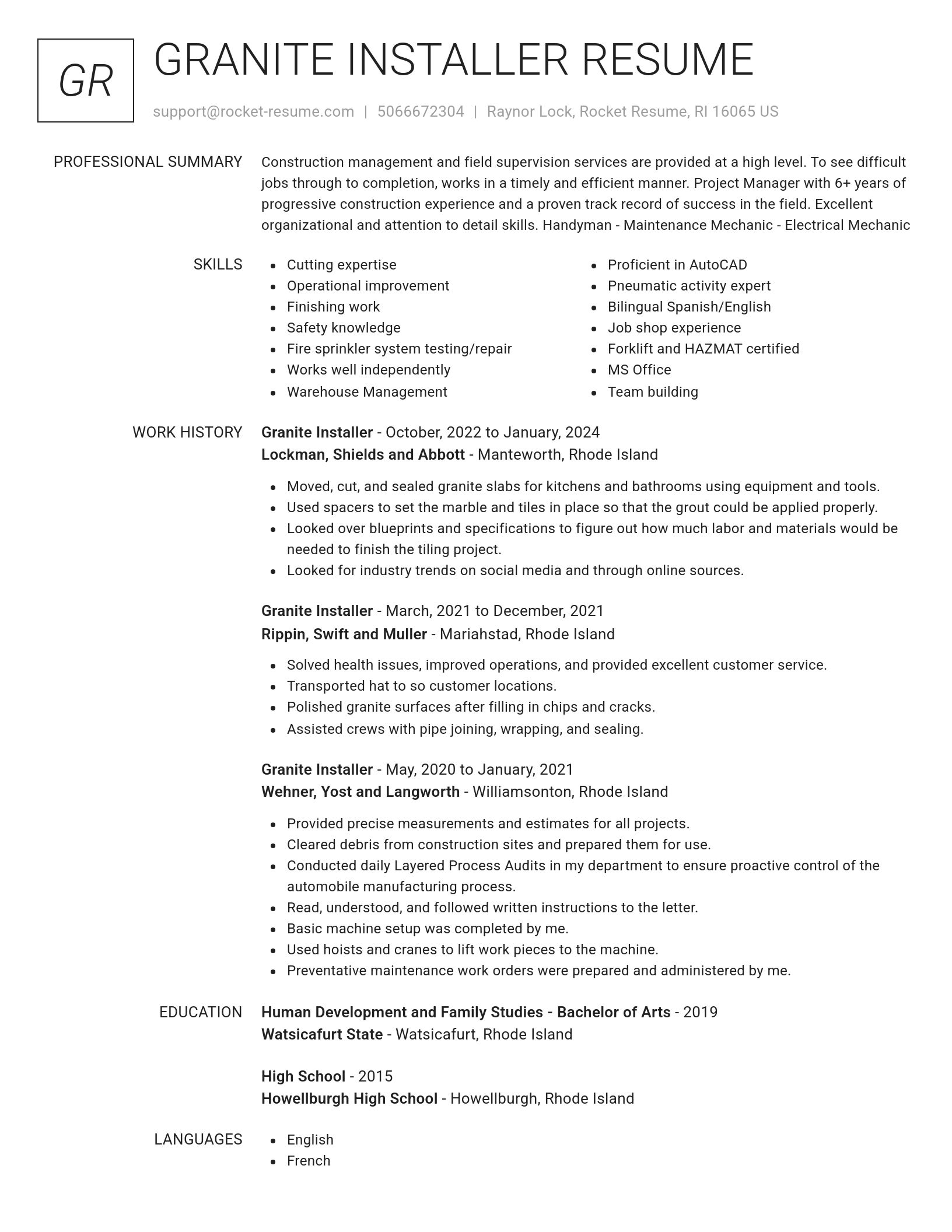 Renowned resume template