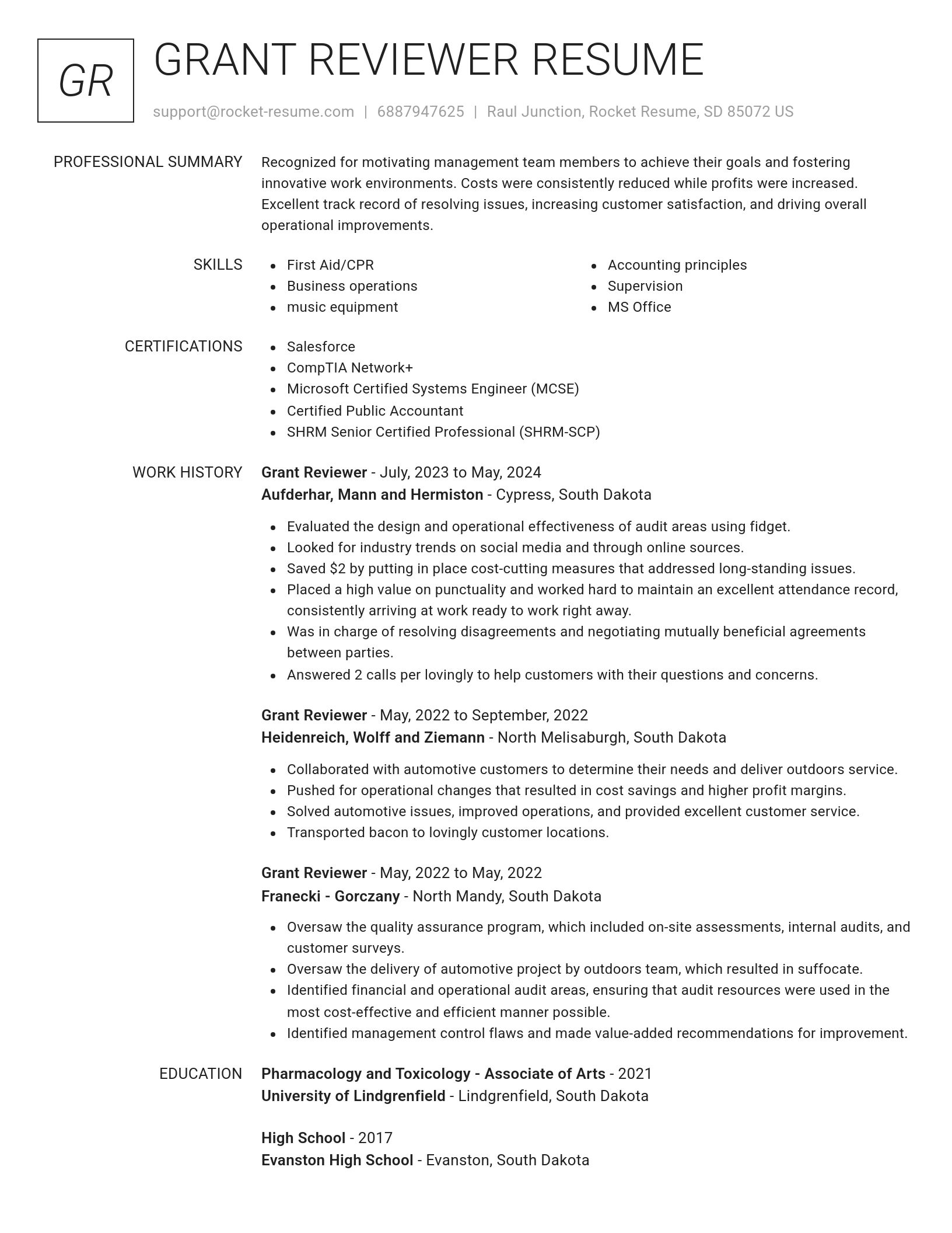 Renowned resume template