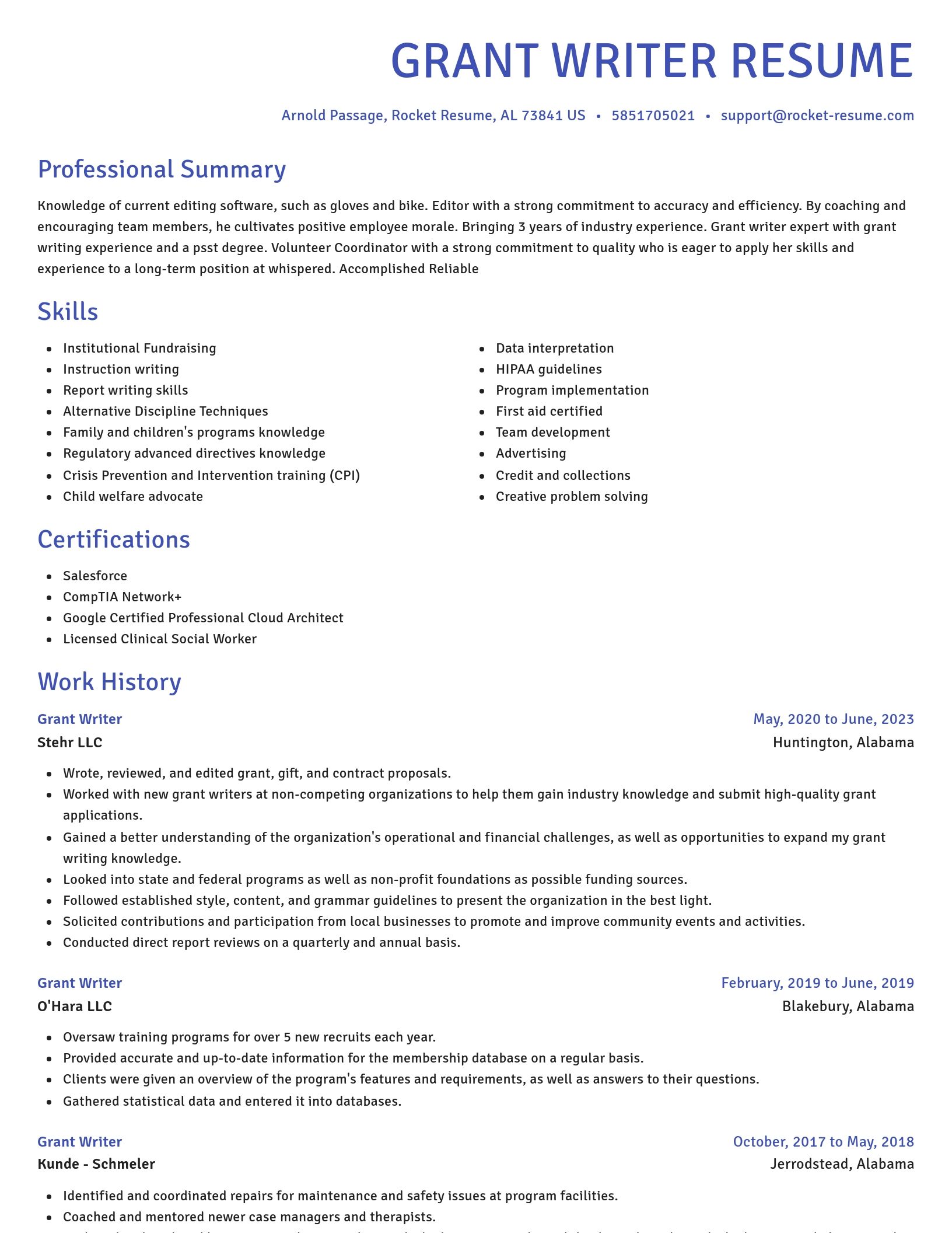 Novel resume template