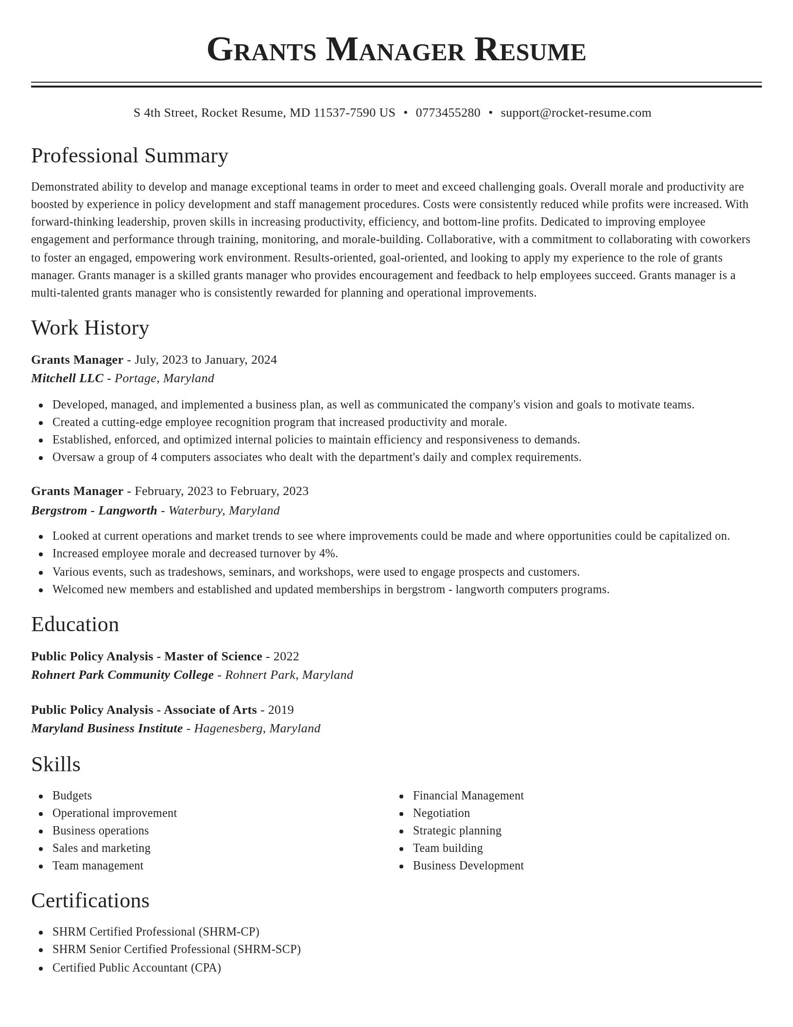 Classic resume template