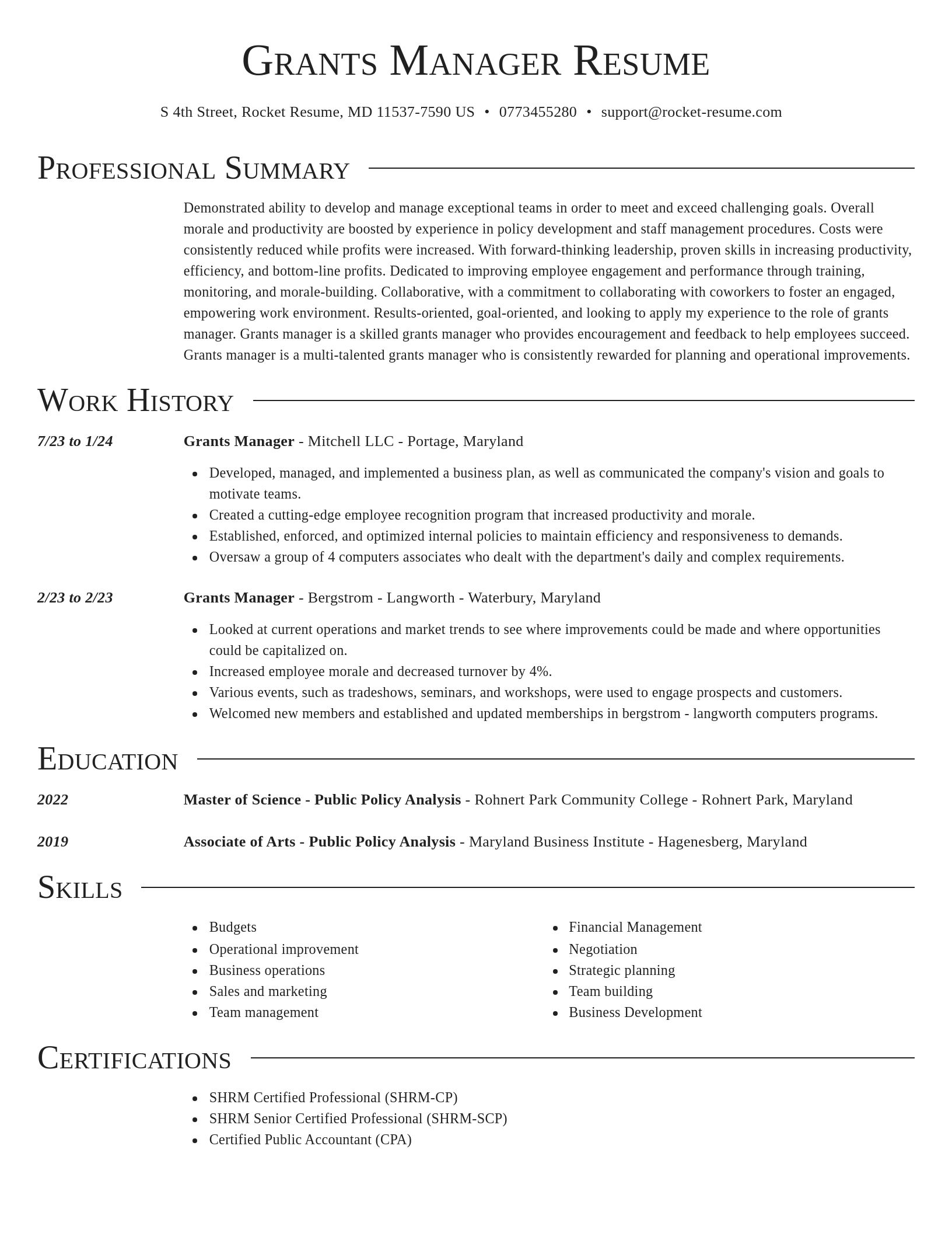Director resume template