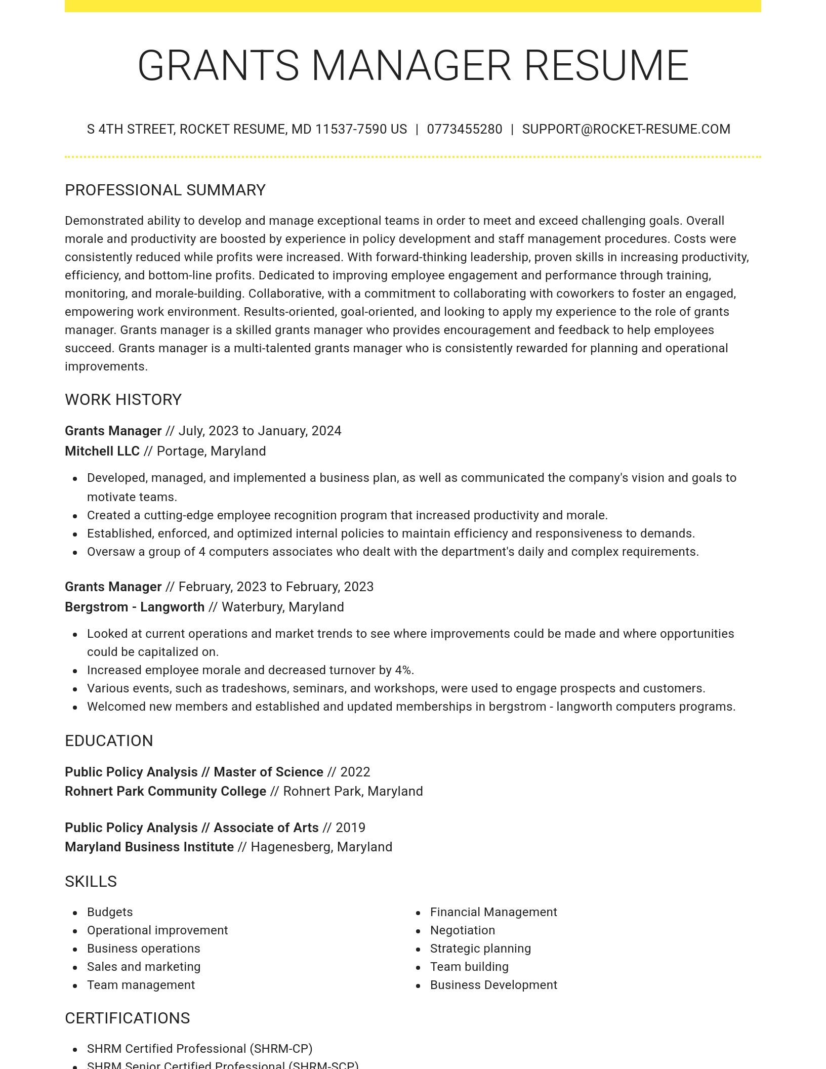 Grand resume template