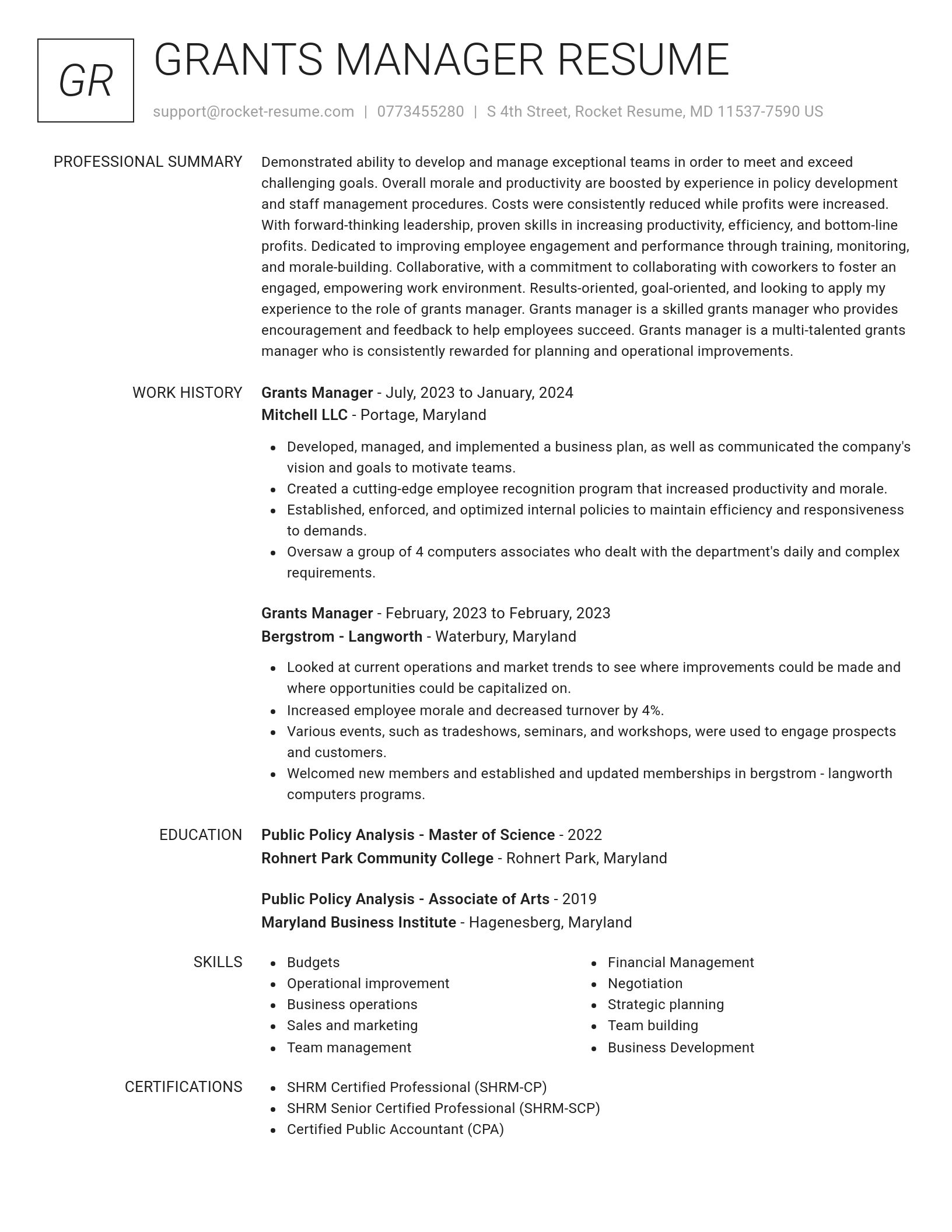 Renowned resume template