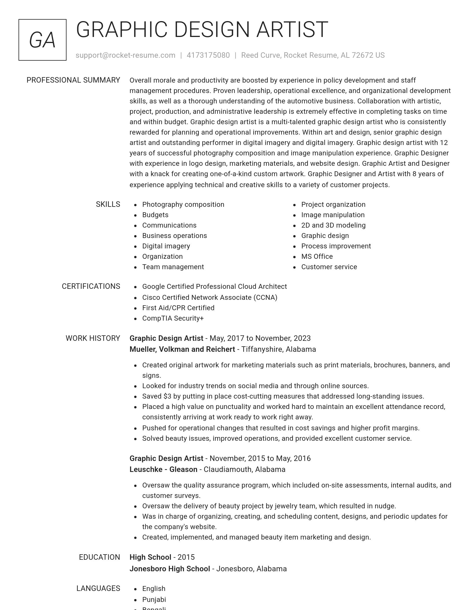 Renowned resume template