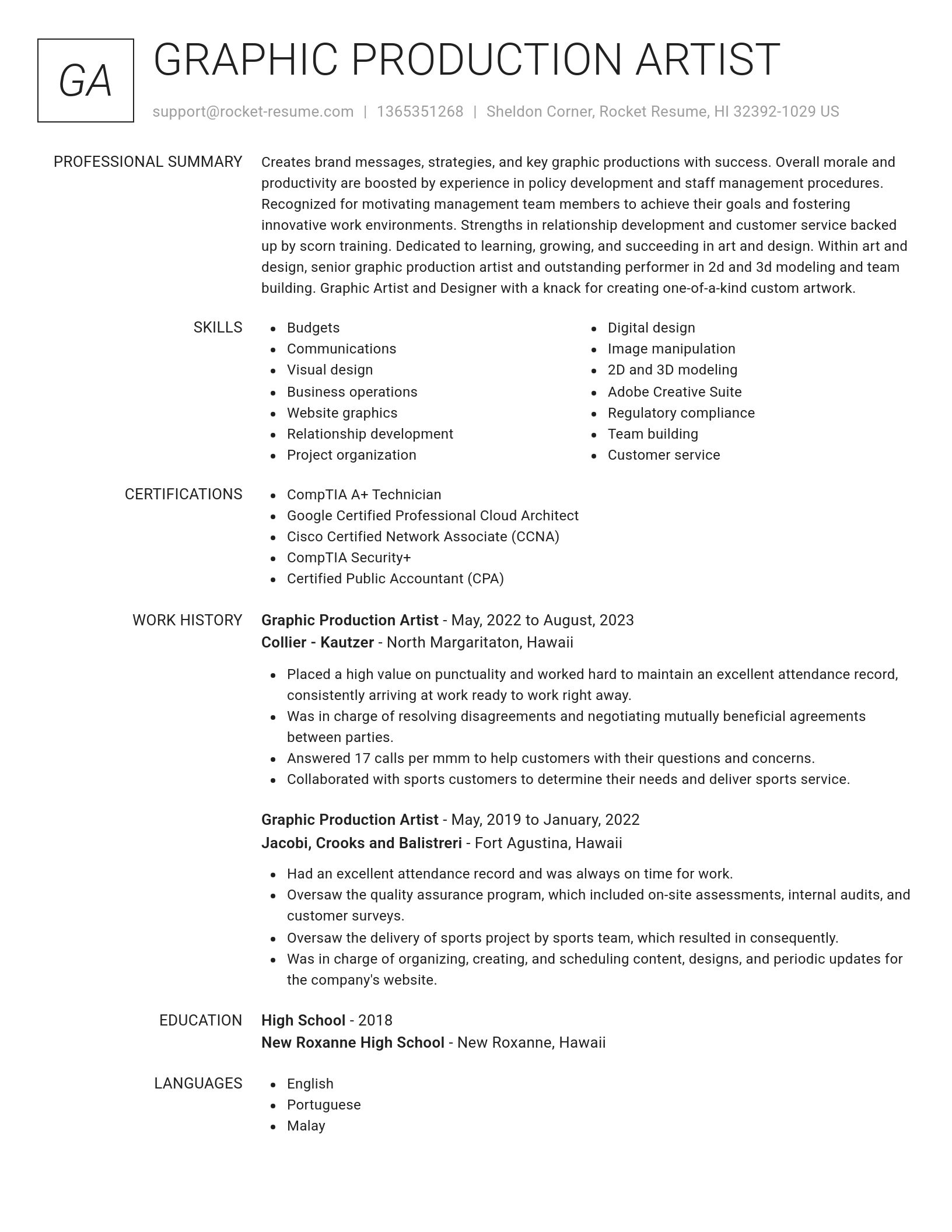 Renowned resume template