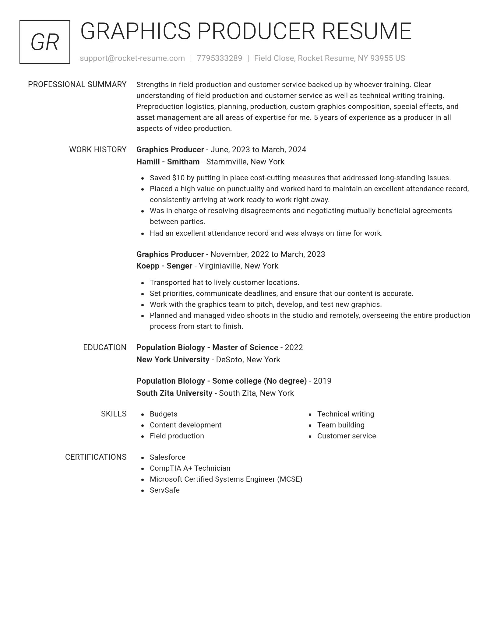 Renowned resume template