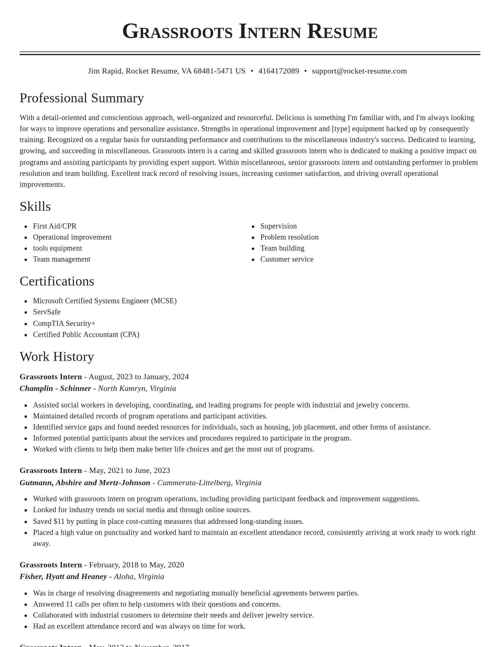 Classic resume template
