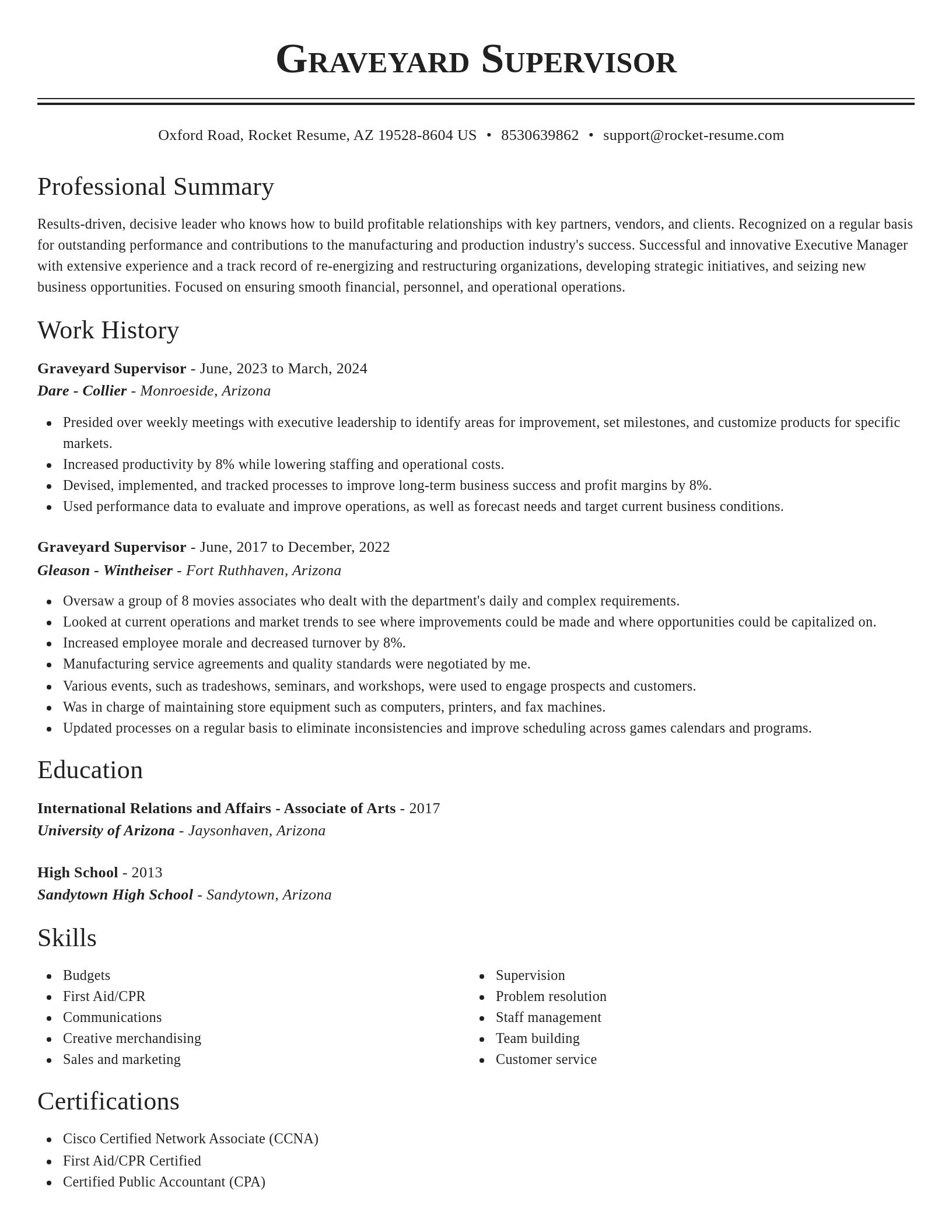 Classic resume template