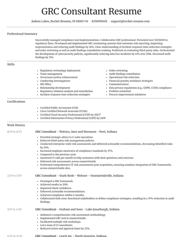 Dignified resume template