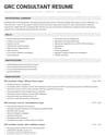 GRC Consultant resume template