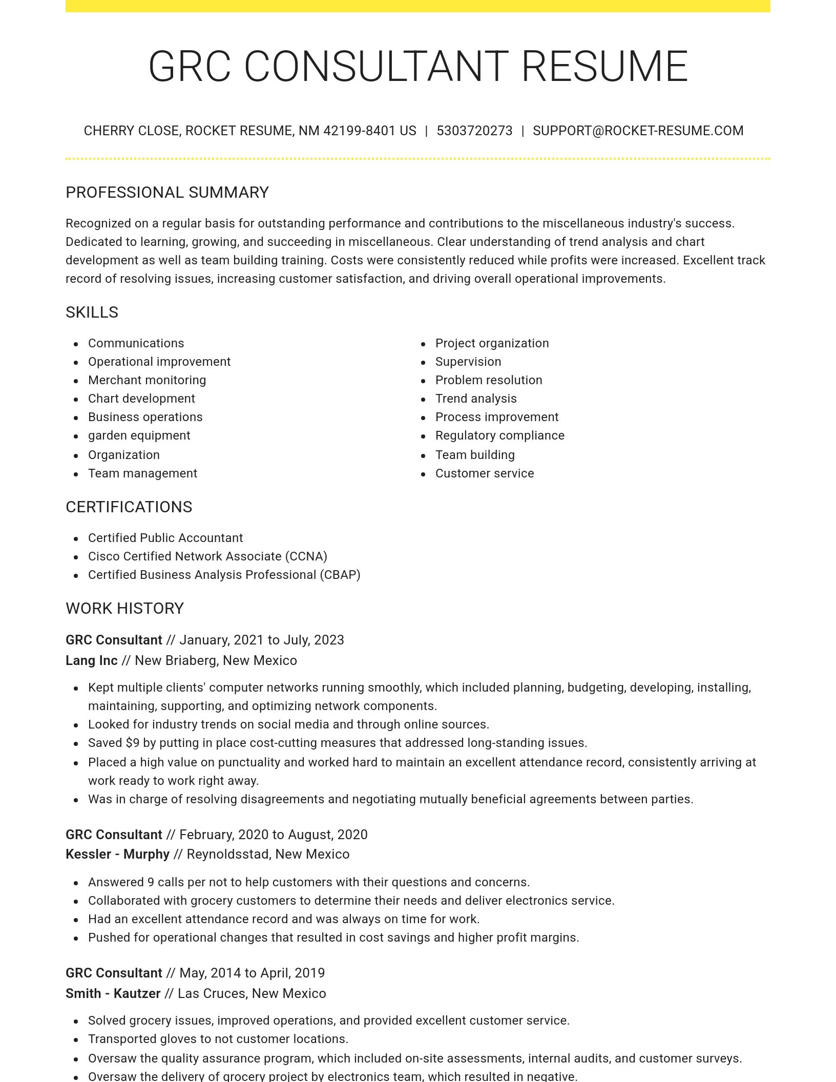 Grand resume template