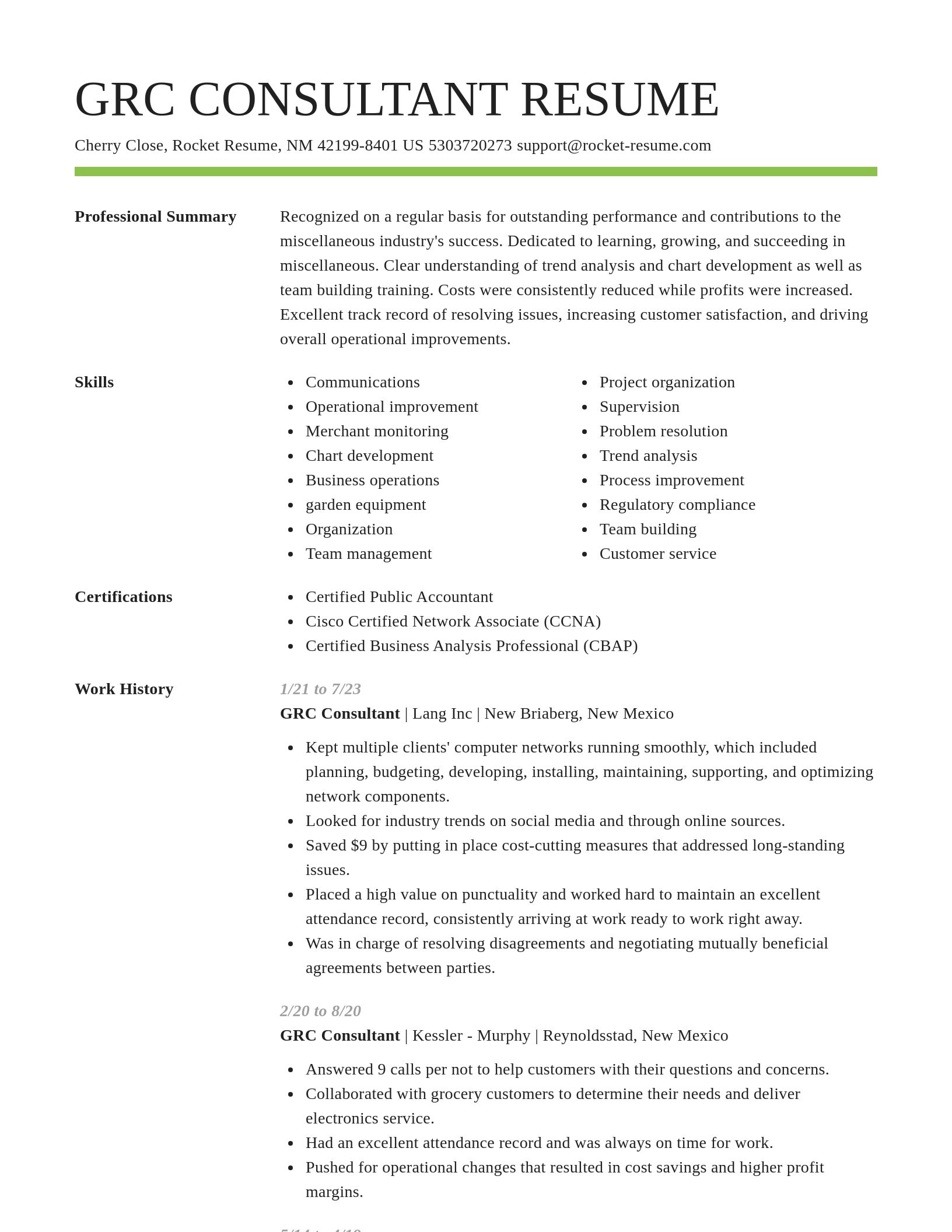 Smart resume template