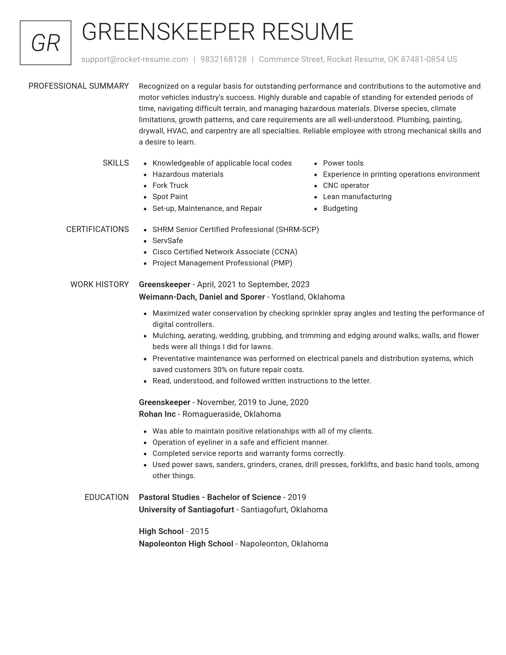 Renowned resume template
