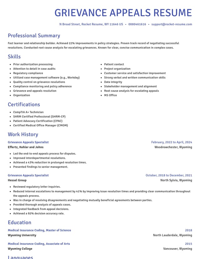 Novel resume template