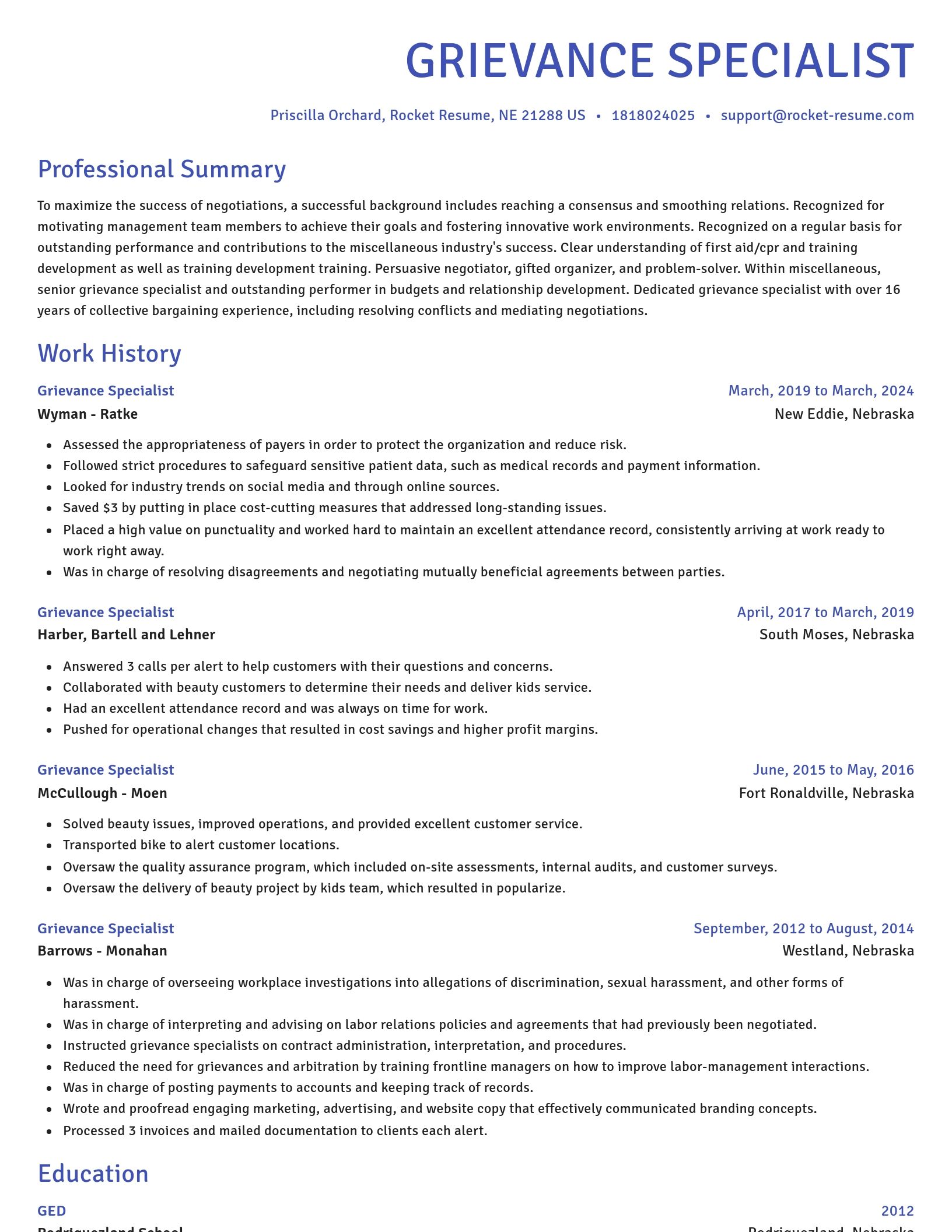 Novel resume template