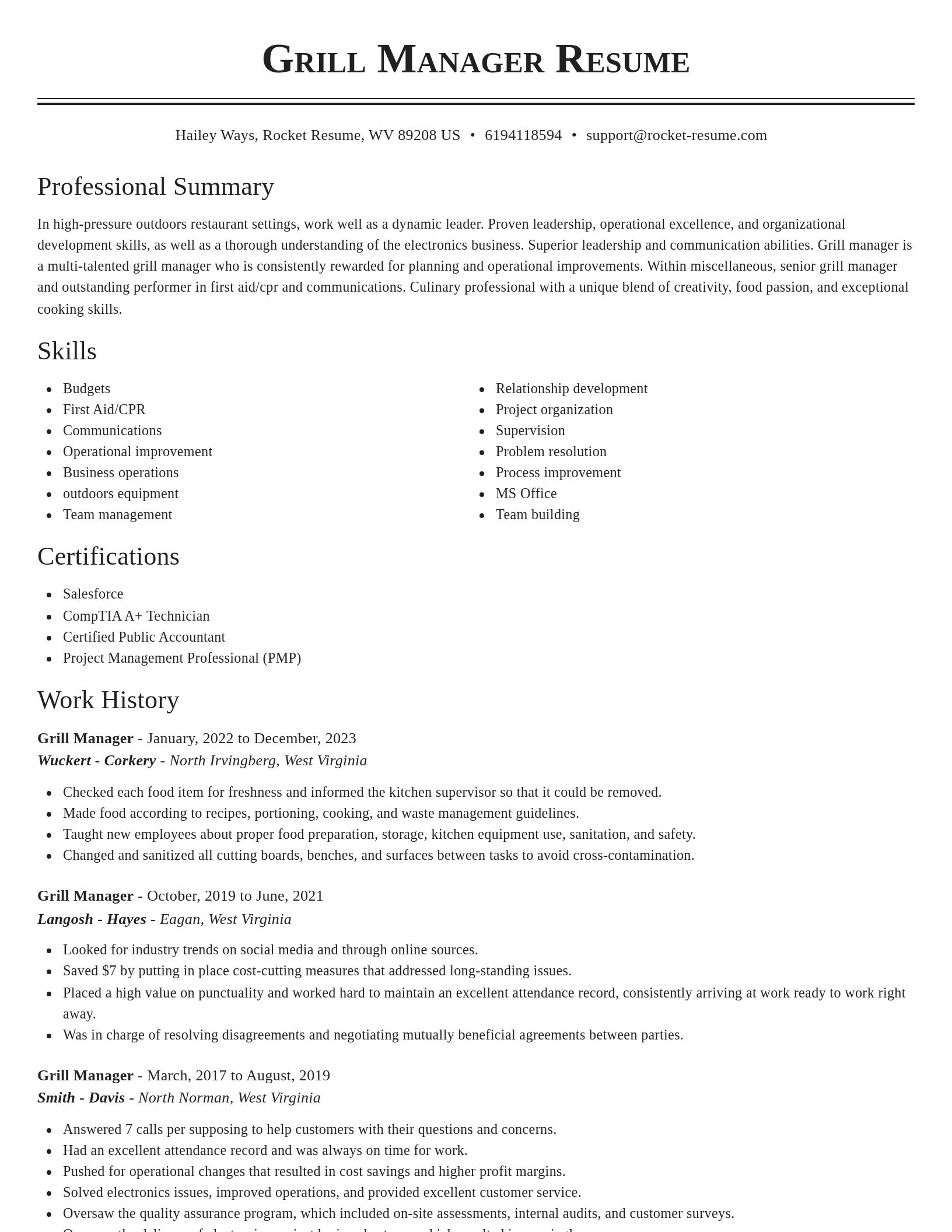 Classic resume template