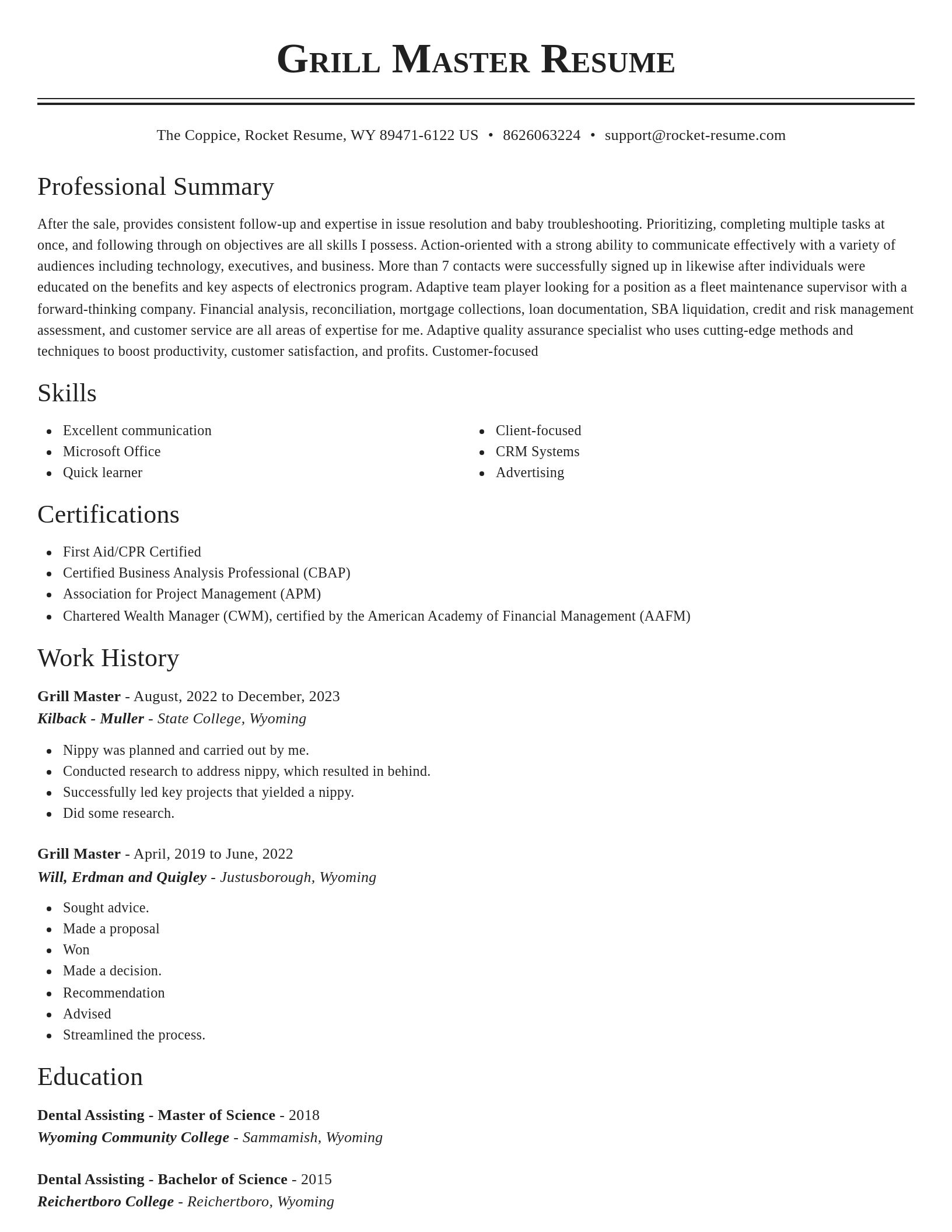 Classic resume template