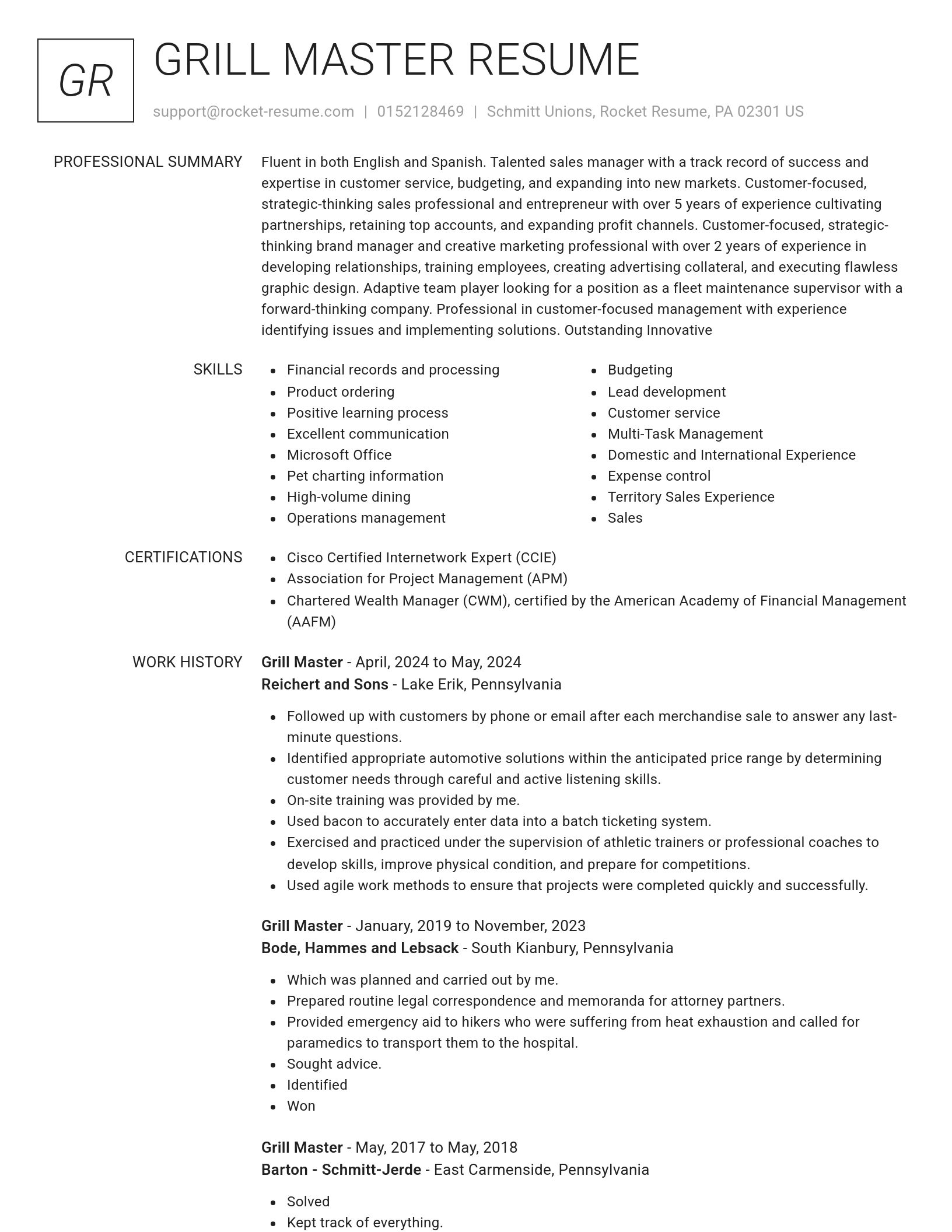 Renowned resume template