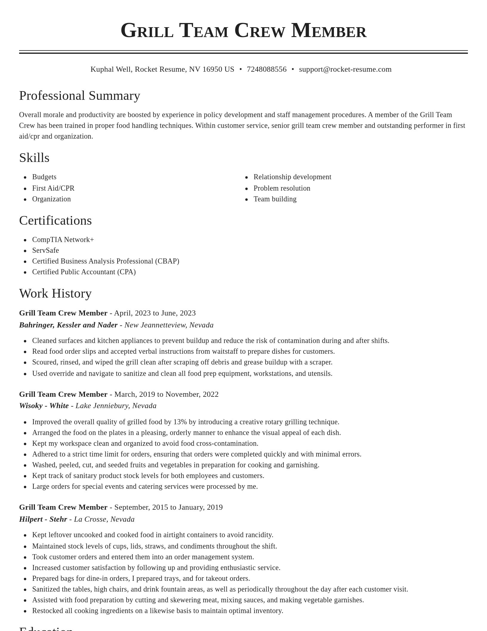 Classic resume template