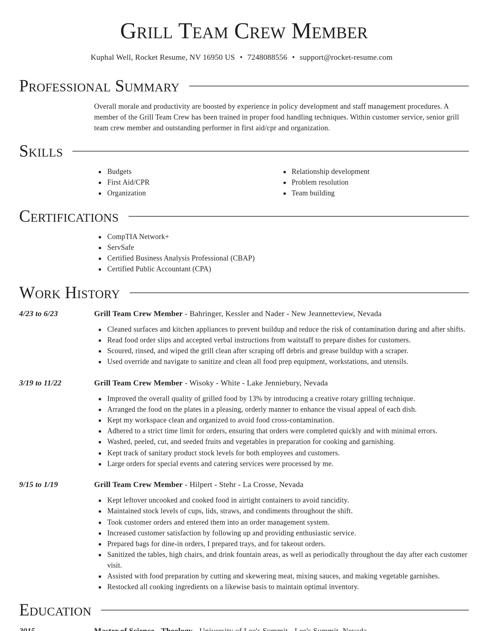 Director resume template