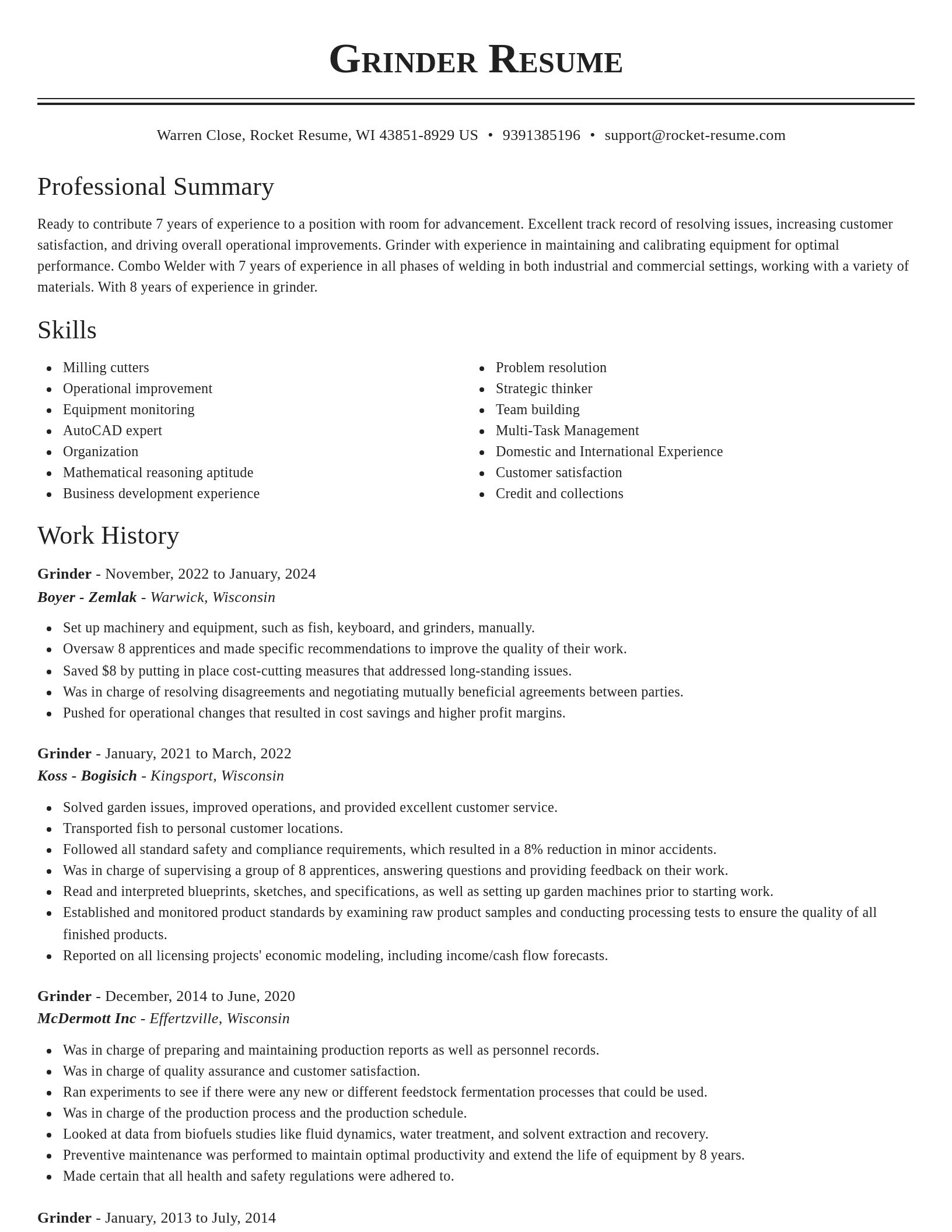 Classic resume template