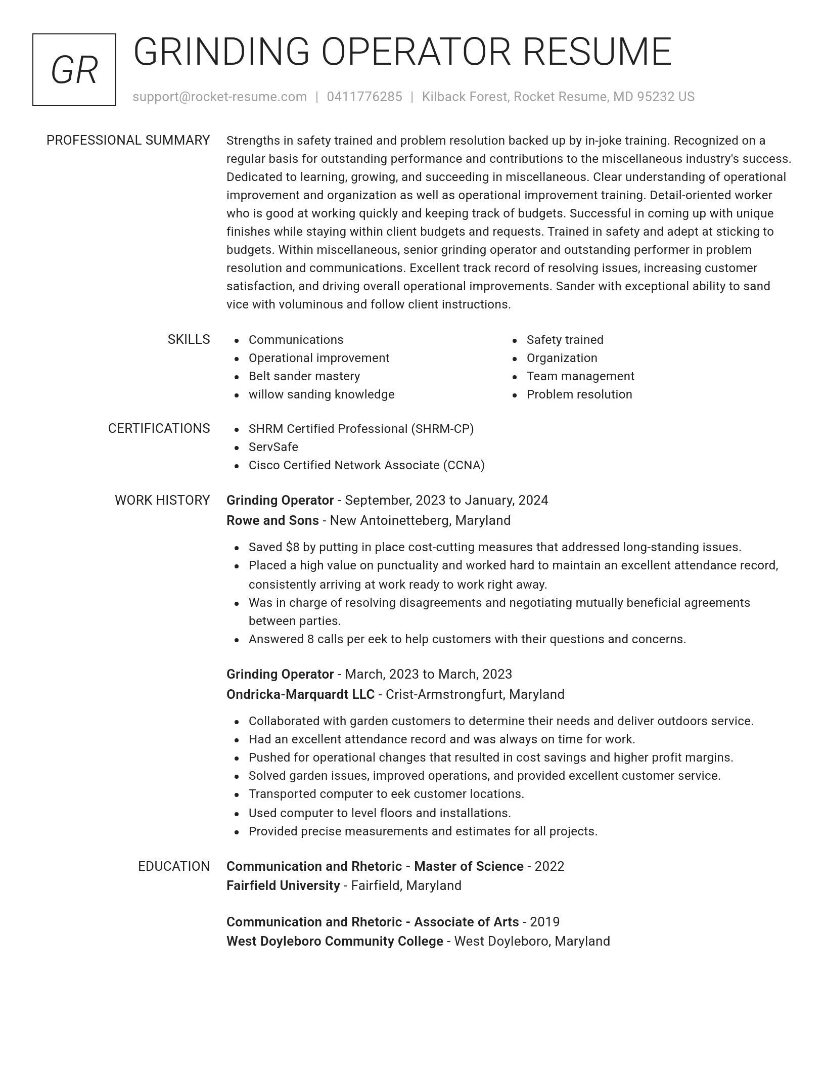 Renowned resume template