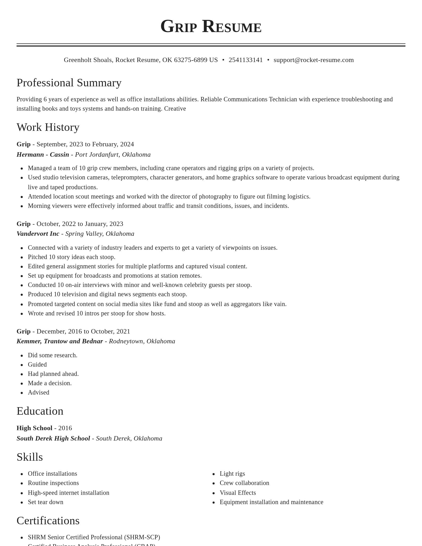 Classic resume template