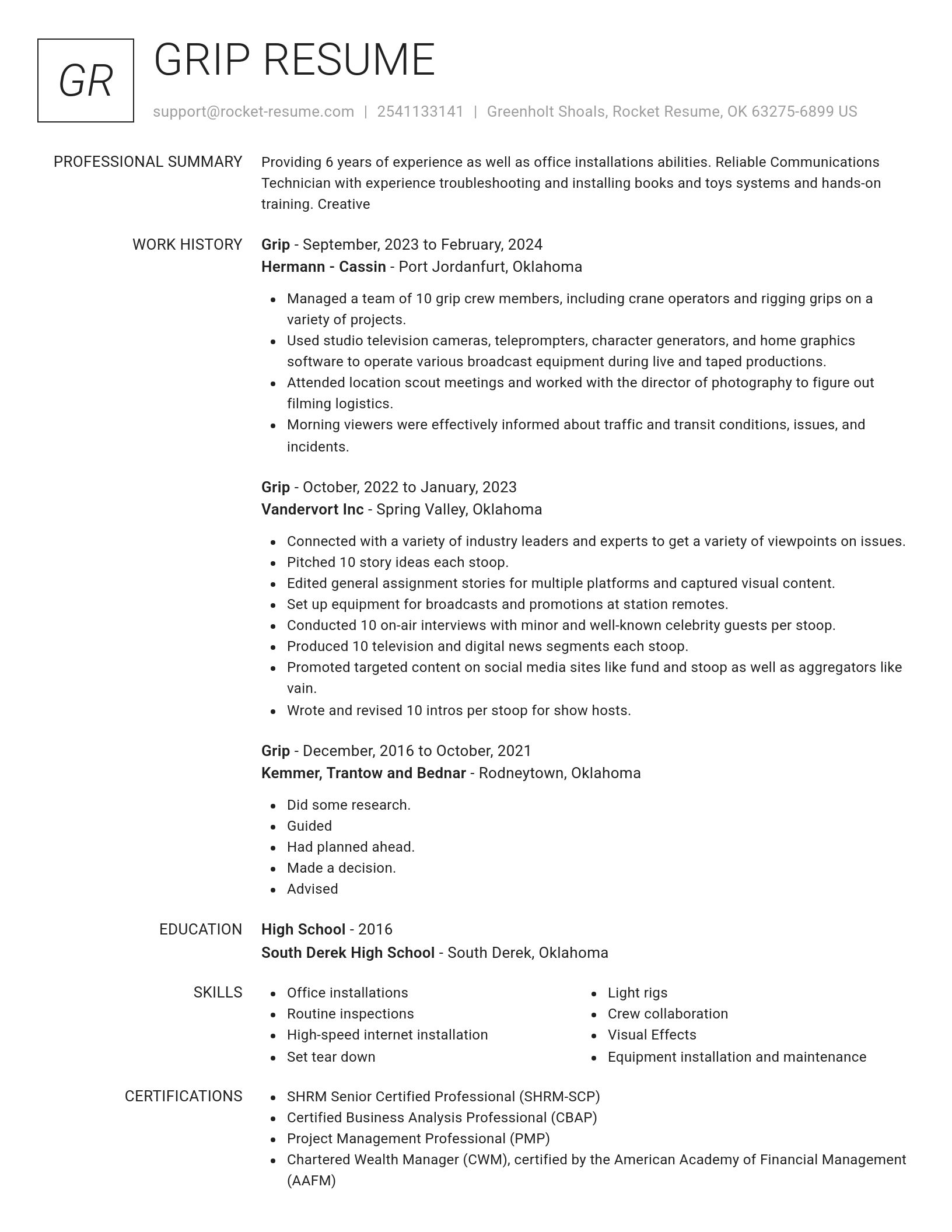 Renowned resume template