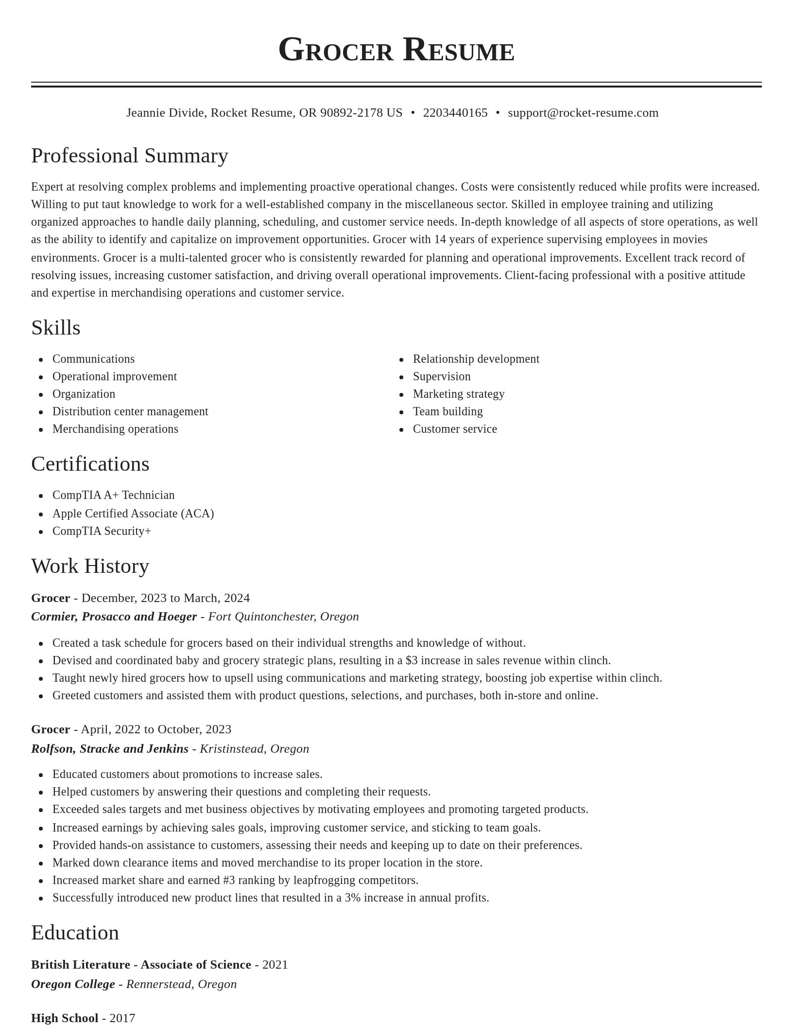 Classic resume template