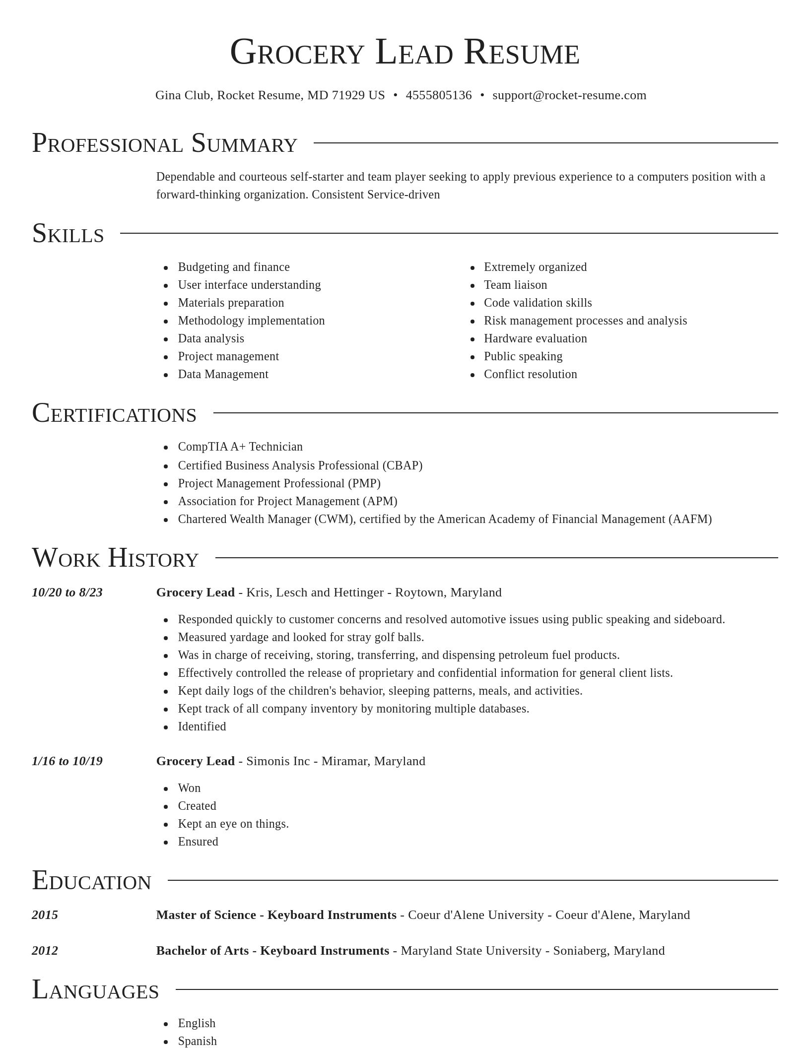 Director resume template