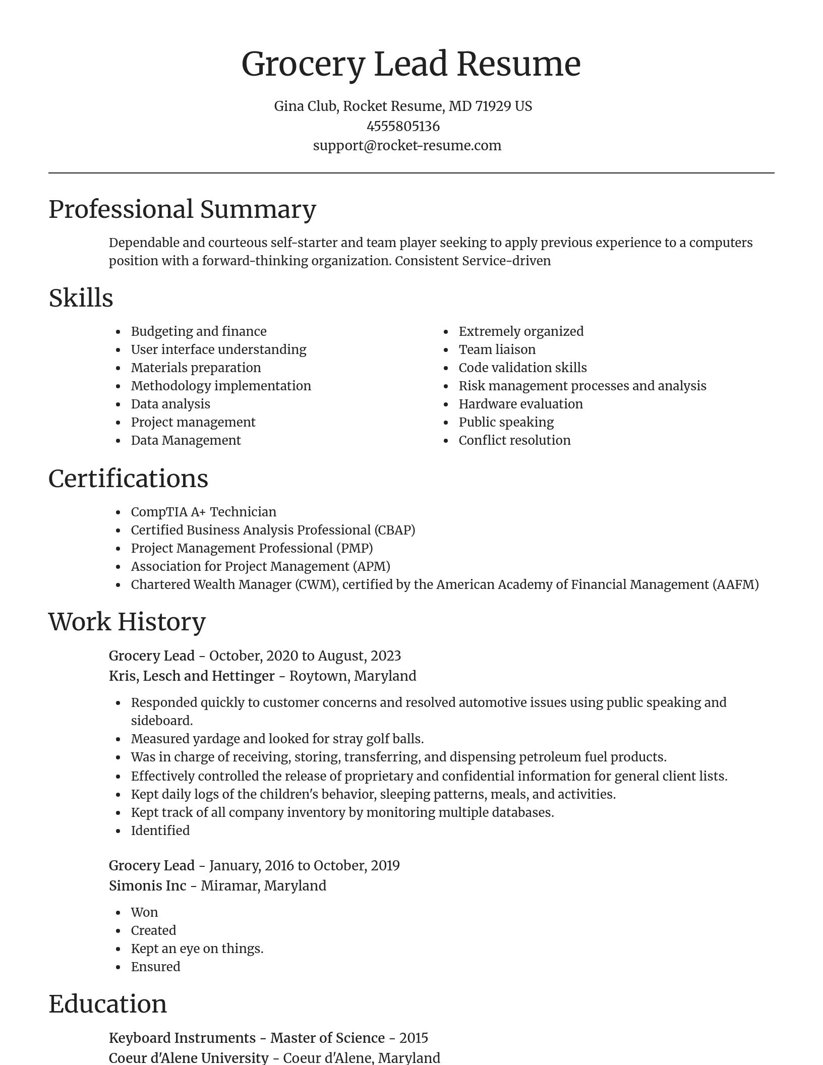 Focal Point resume template