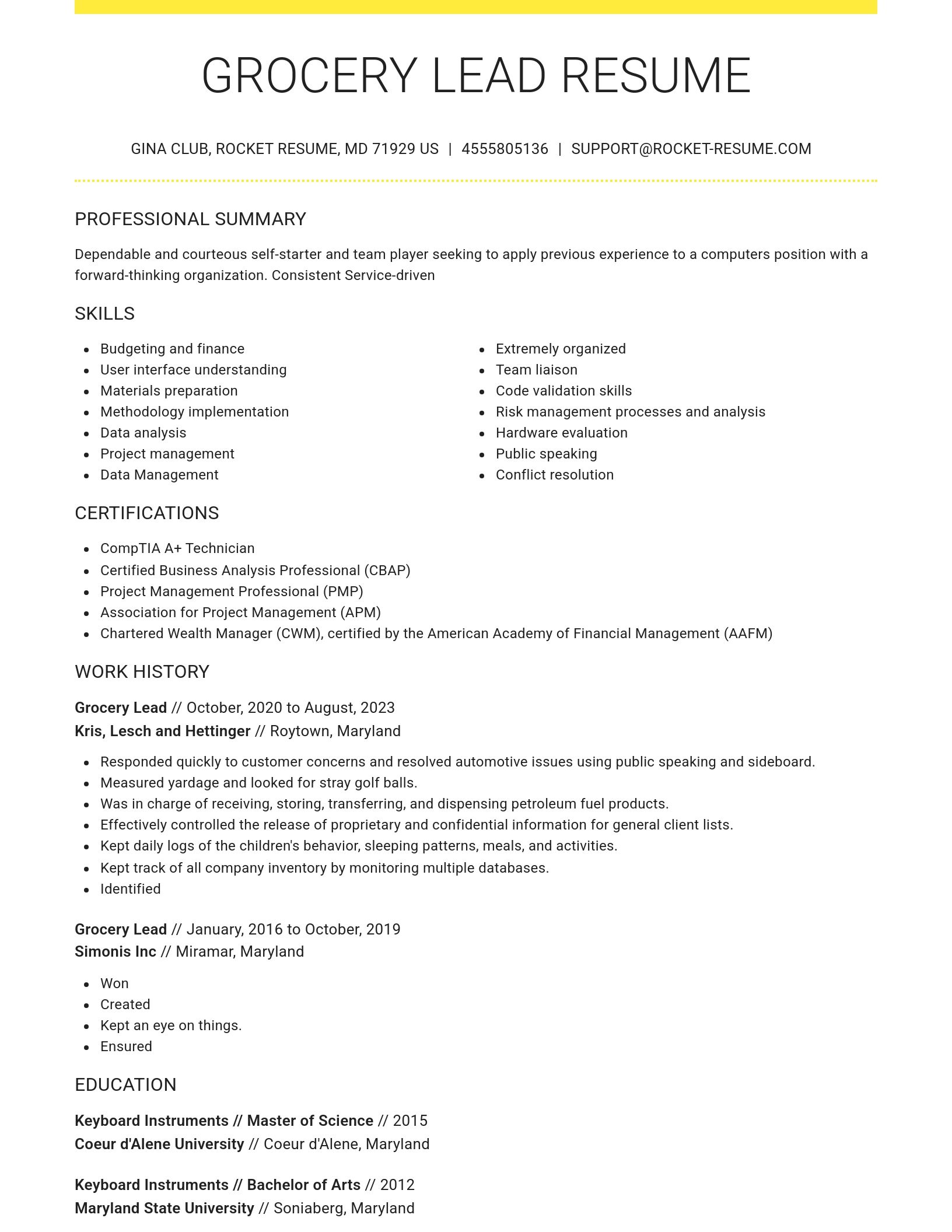 Grand resume template