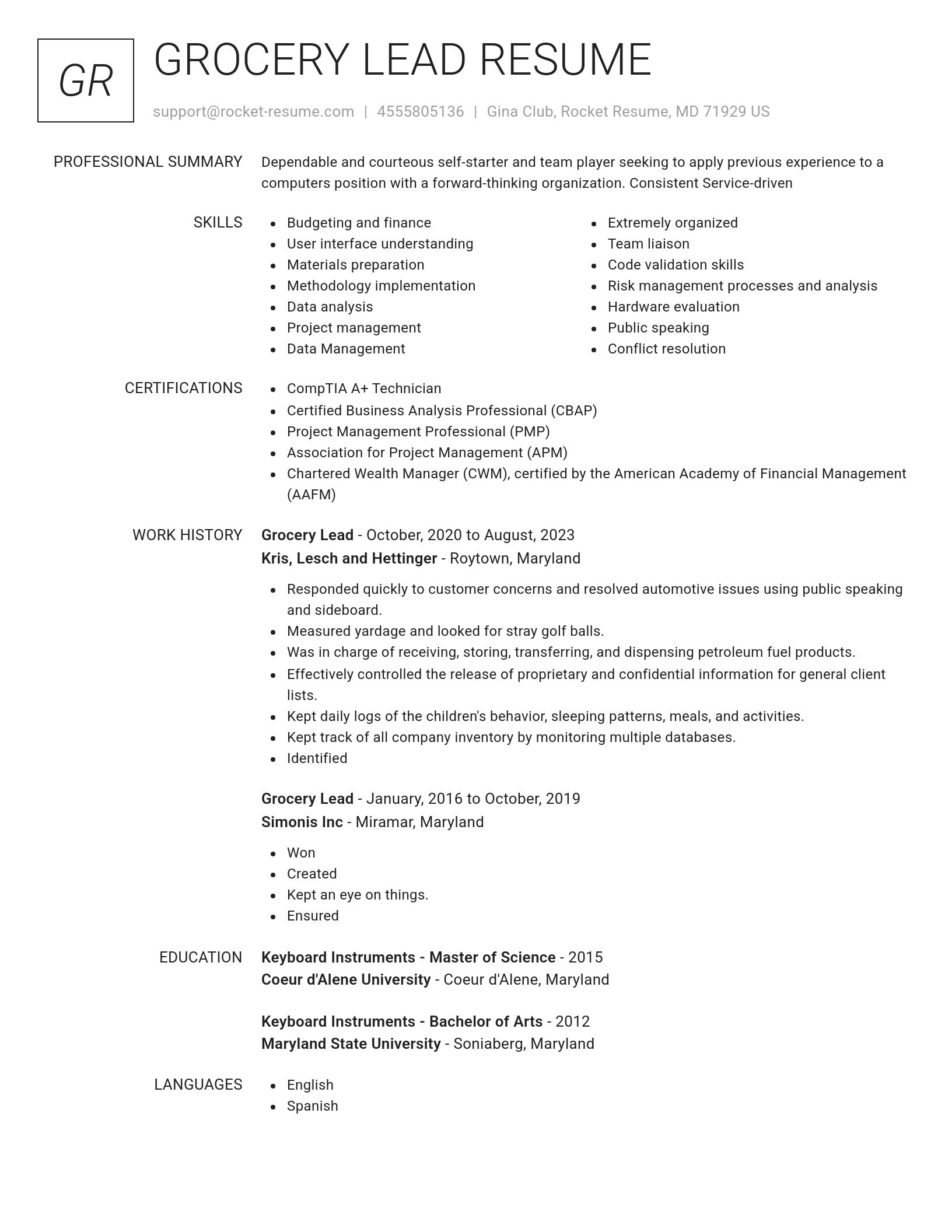 Renowned resume template