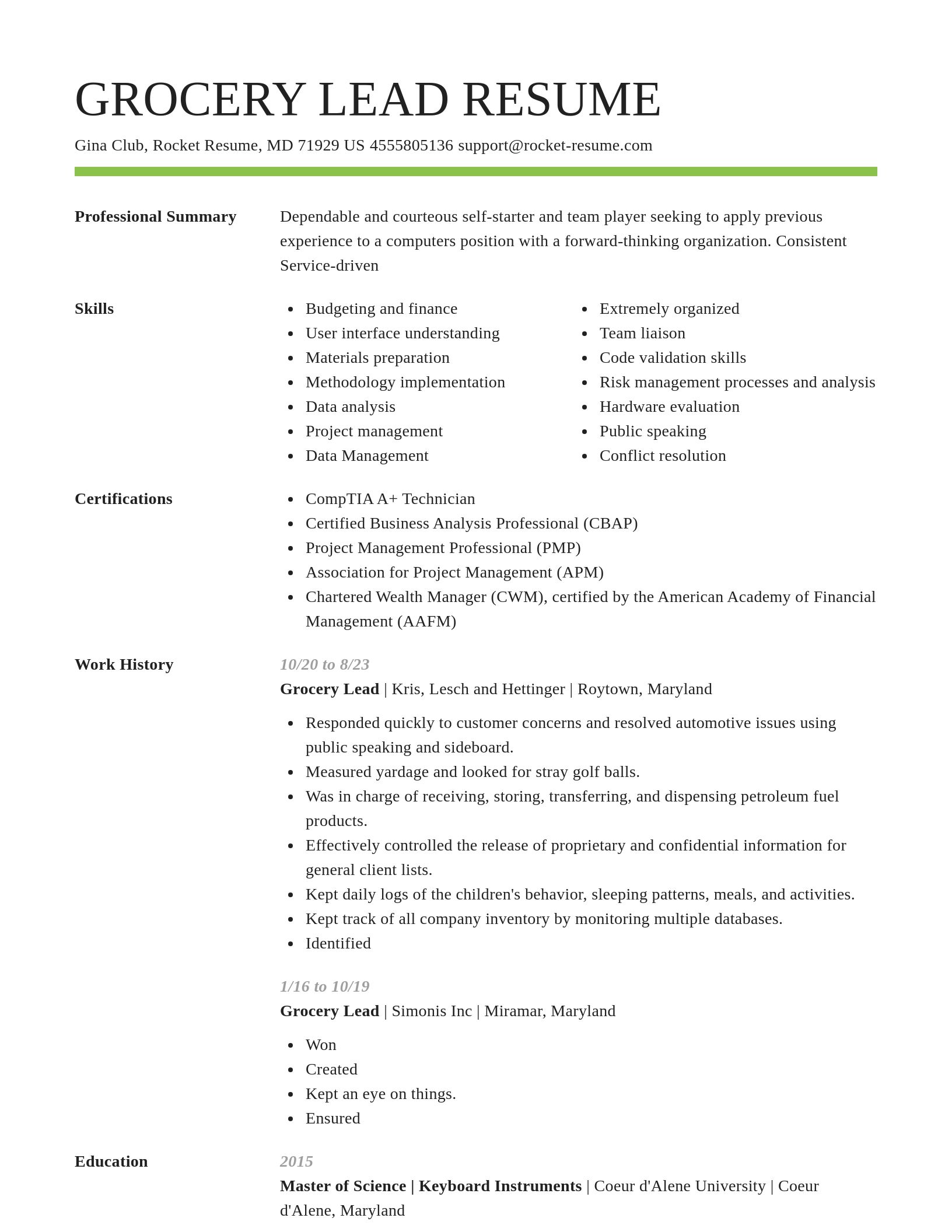 Smart resume template