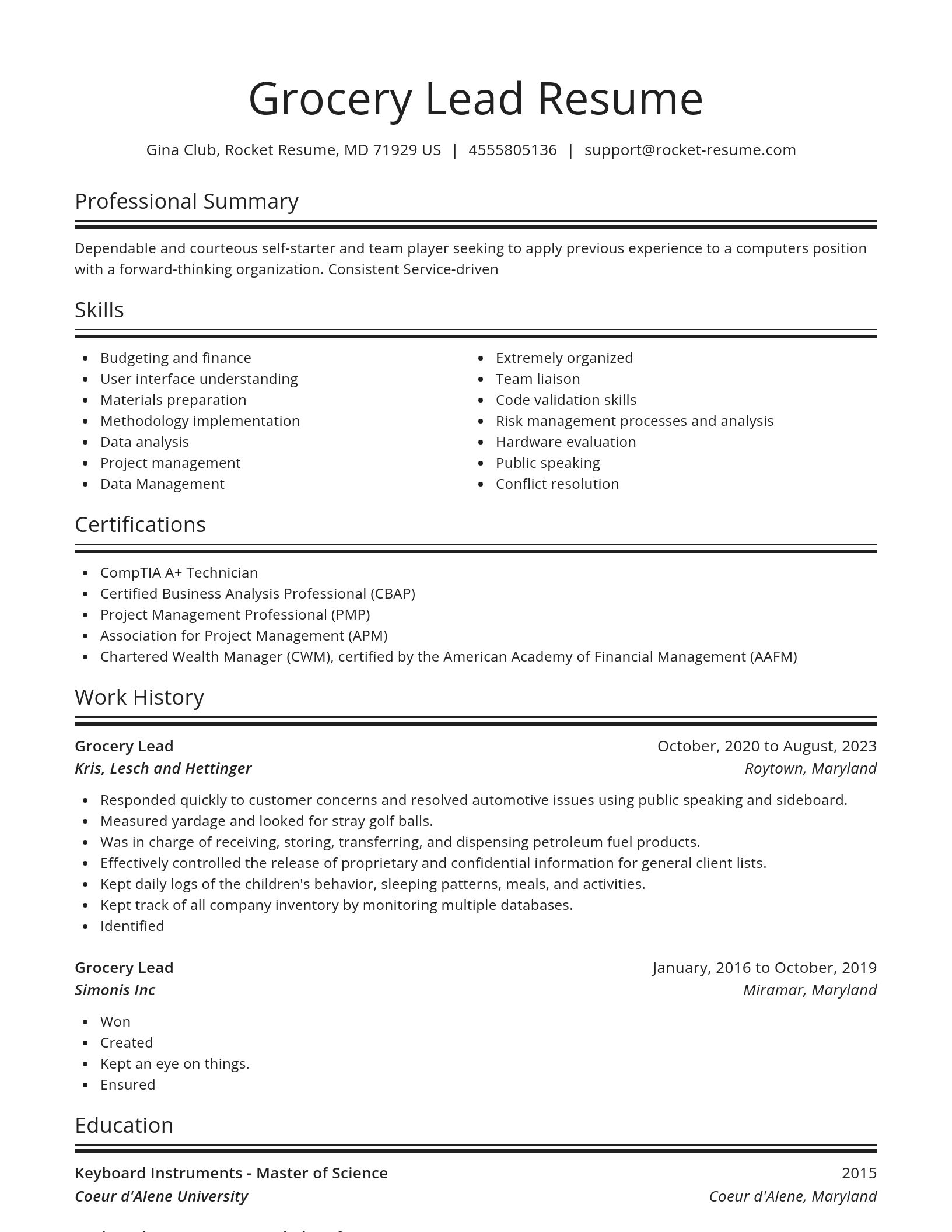 Spotlight resume template