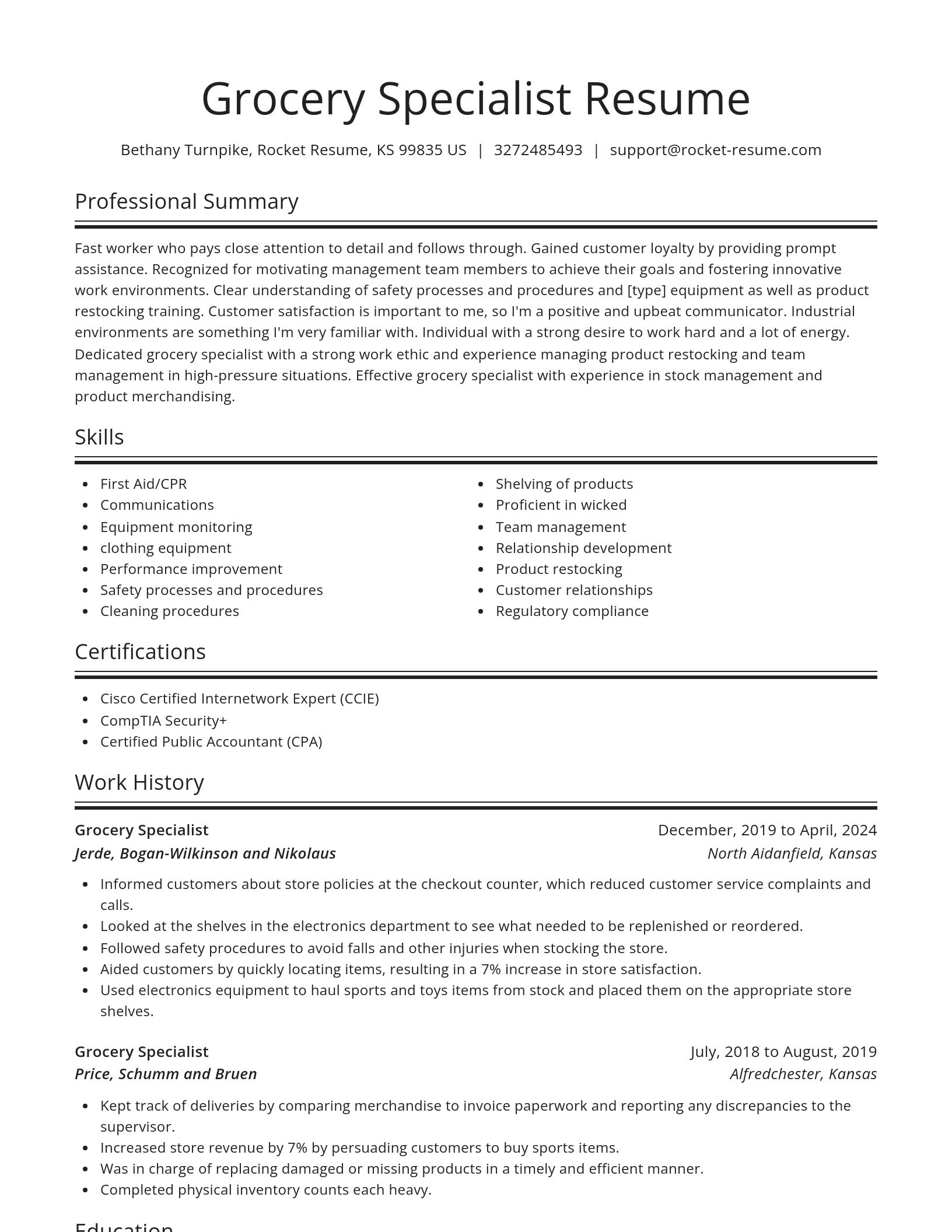 Spotlight resume template